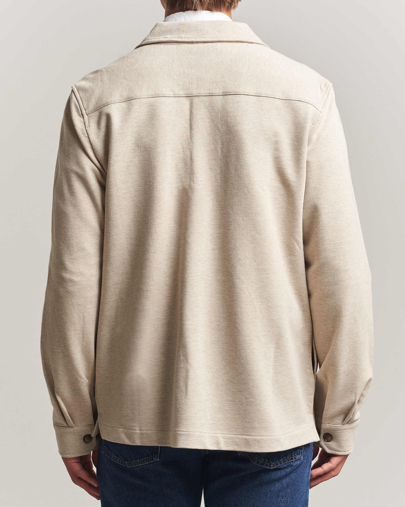 Homme | Chemises | Morris | Andrew Jersey Overshirt Khaki