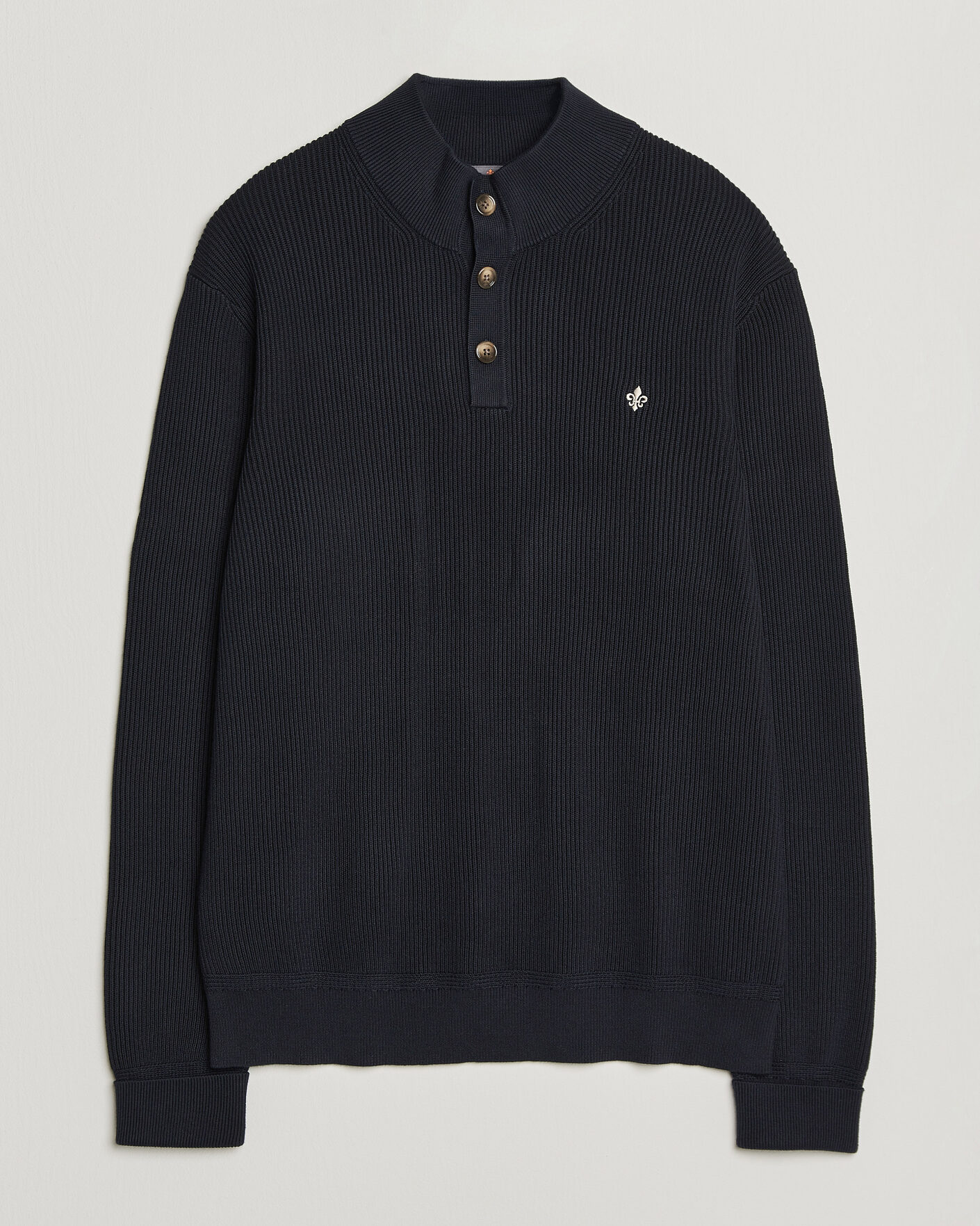 Heren | Truien | Morris | Niall Half Button Sweater Old Blue