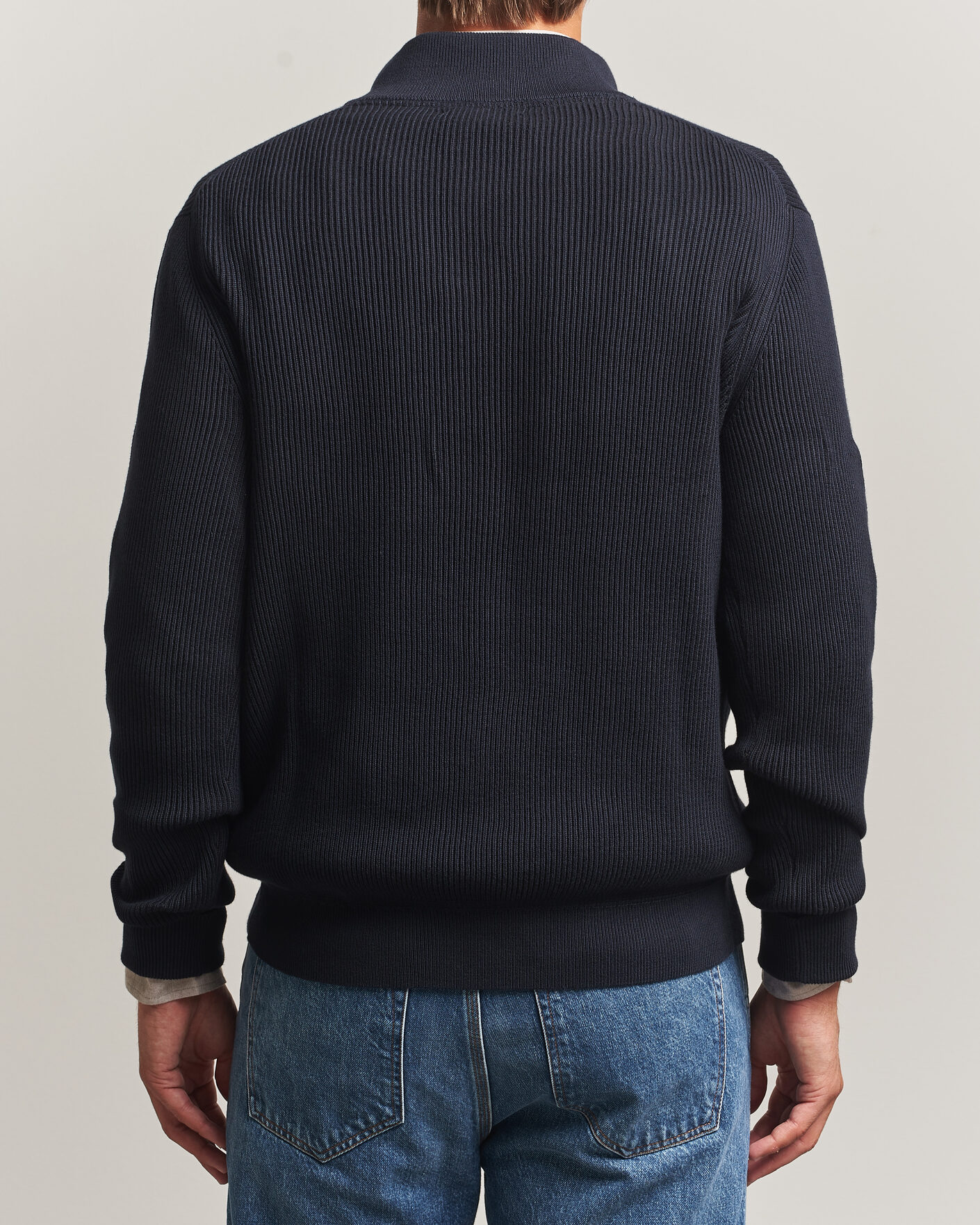 Heren | Truien | Morris | Niall Half Button Sweater Old Blue