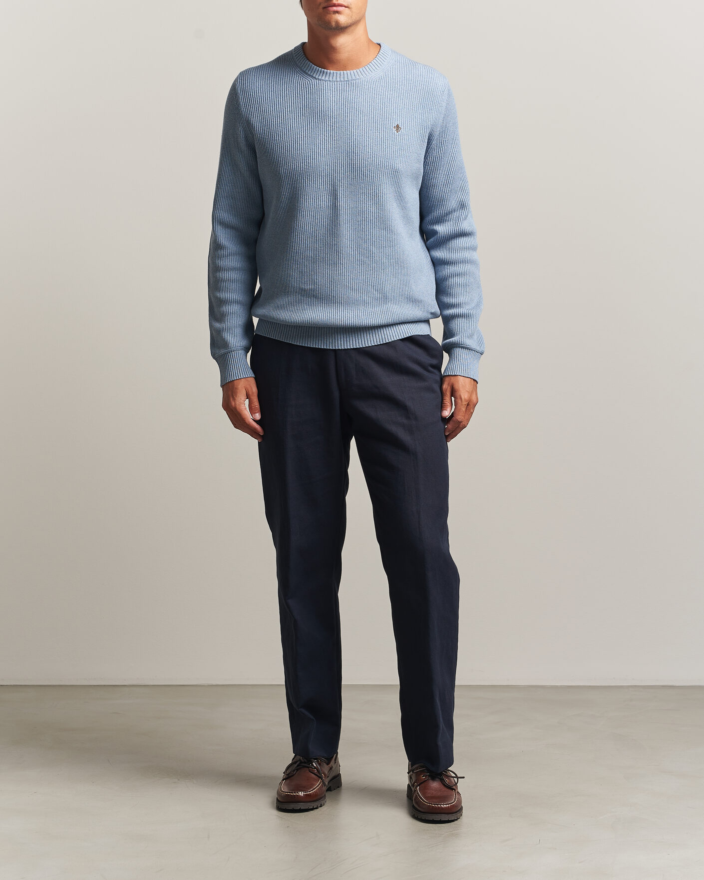 Heren | Truien | Morris | Colin O-Neck Light Blue