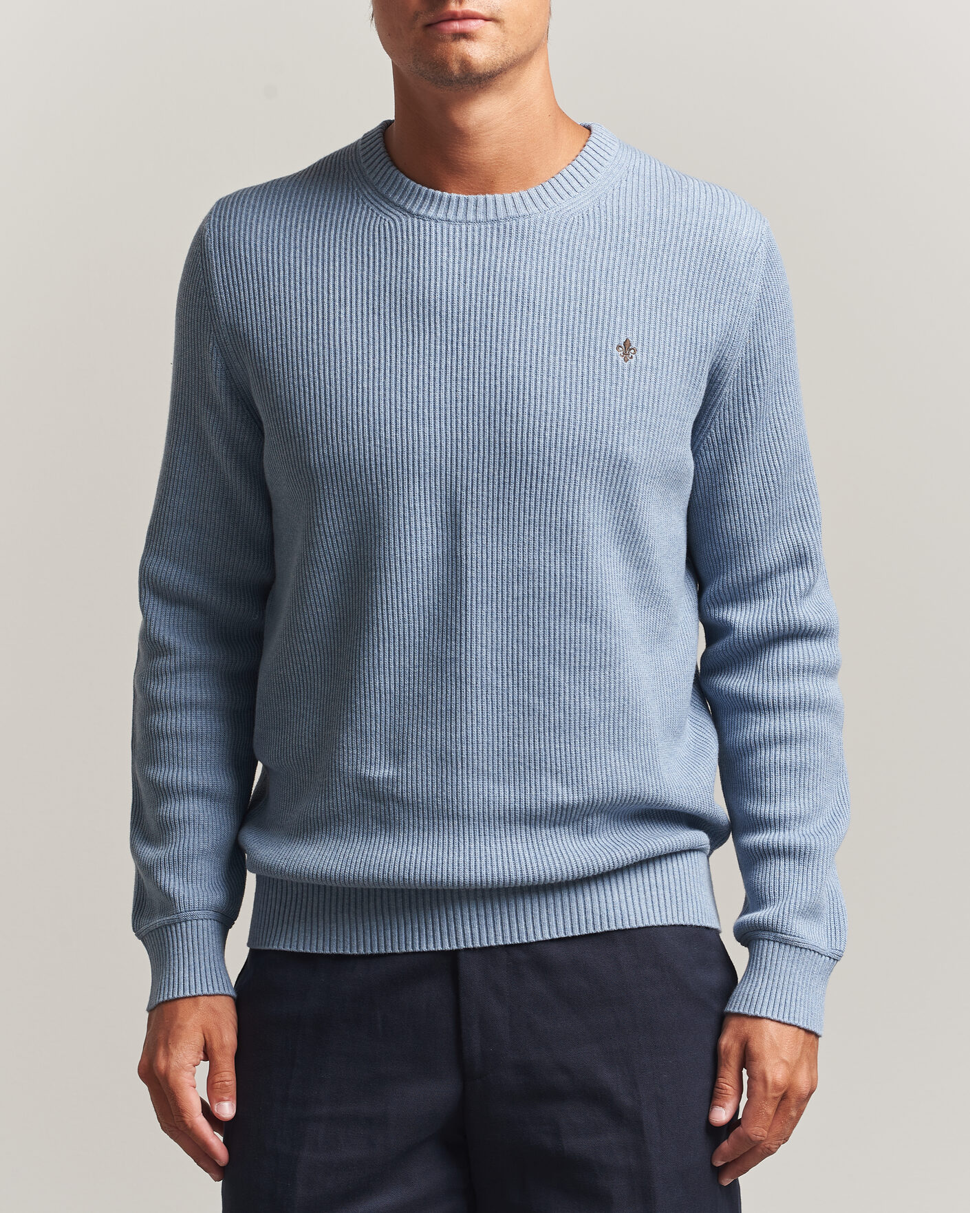 Heren | Truien | Morris | Colin O-Neck Light Blue