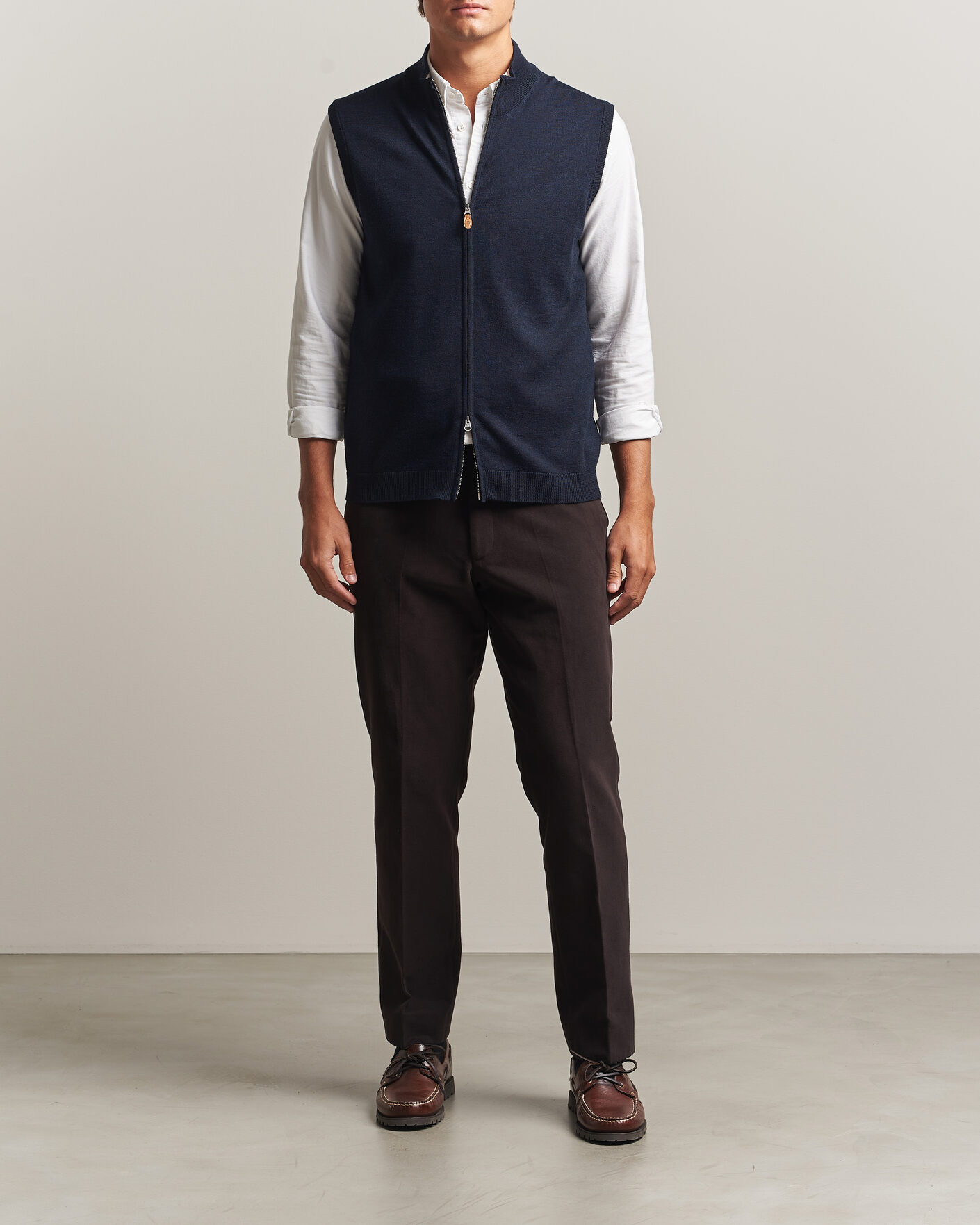 Heren | Truien | Morris | Merino Zip Vest Navy
