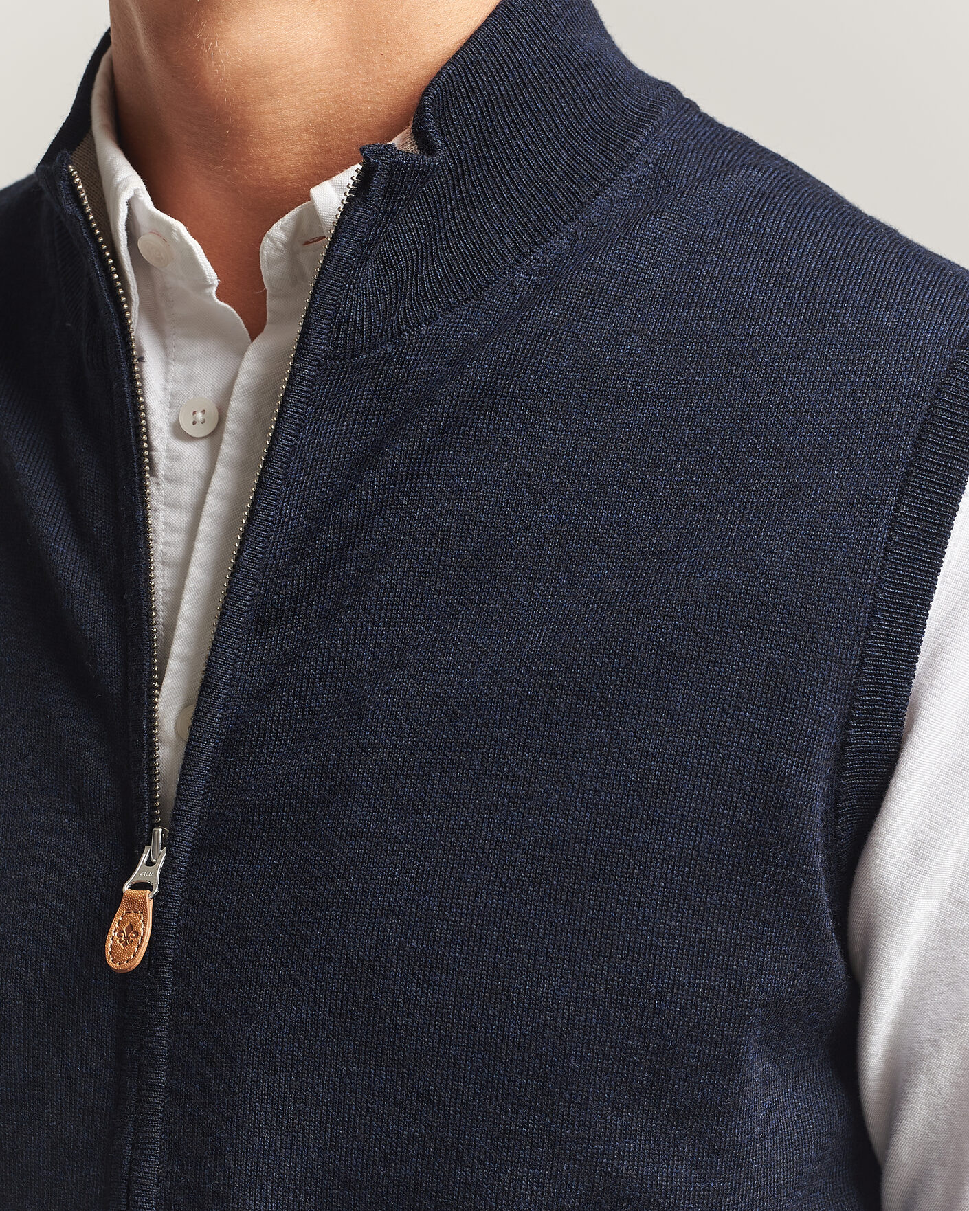 Heren | Truien | Morris | Merino Zip Vest Navy