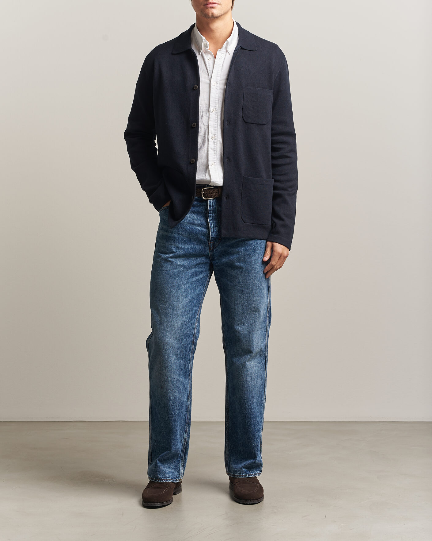 Homme | Pulls Et Tricots | Morris | Dudley Knitted Overshirt Navy