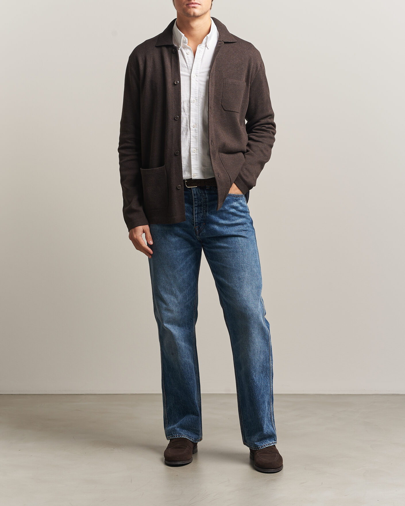 Homme | Pulls Et Tricots | Morris | Dudley Knitted Overshirt Brown