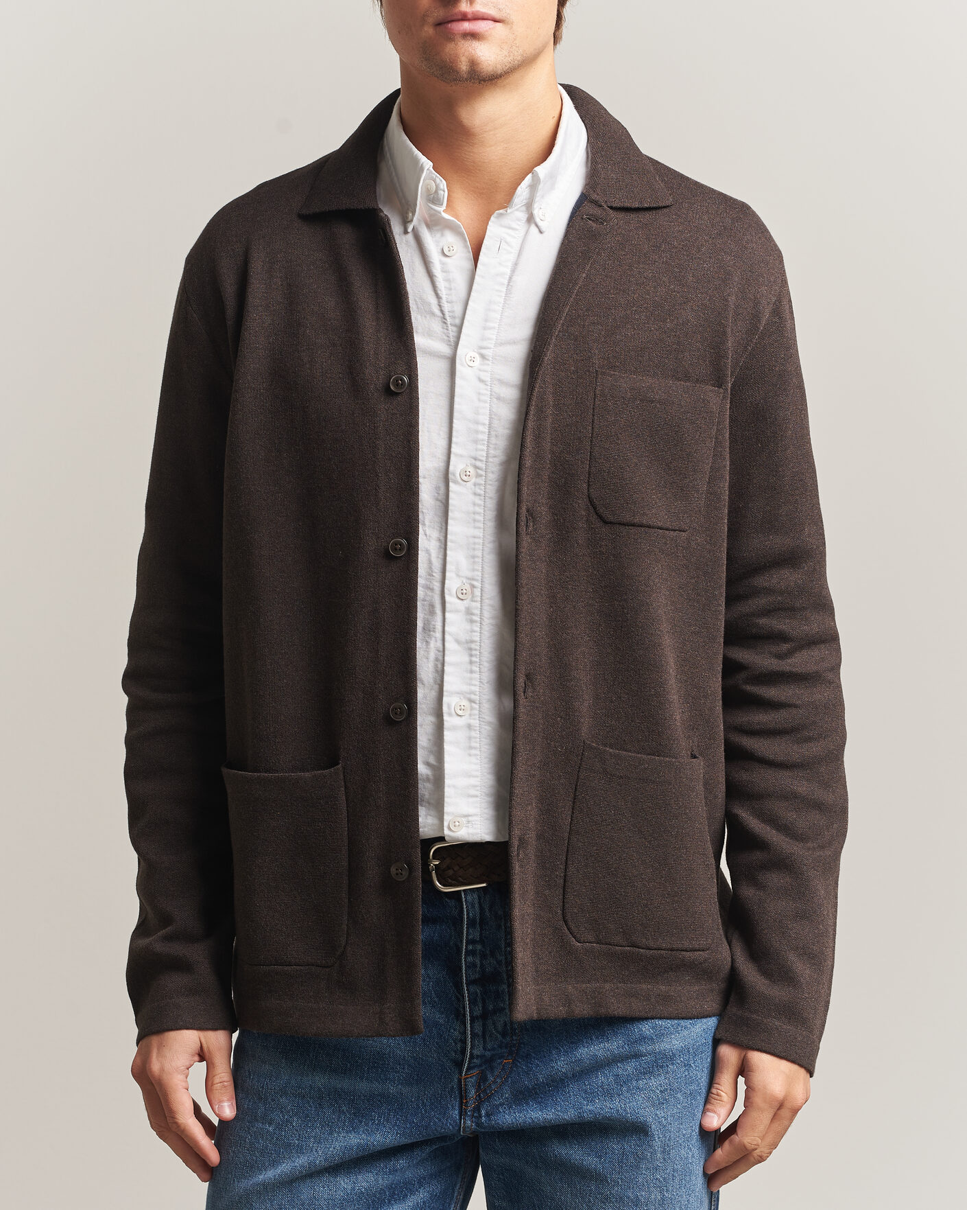 Homme | Pulls Et Tricots | Morris | Dudley Knitted Overshirt Brown