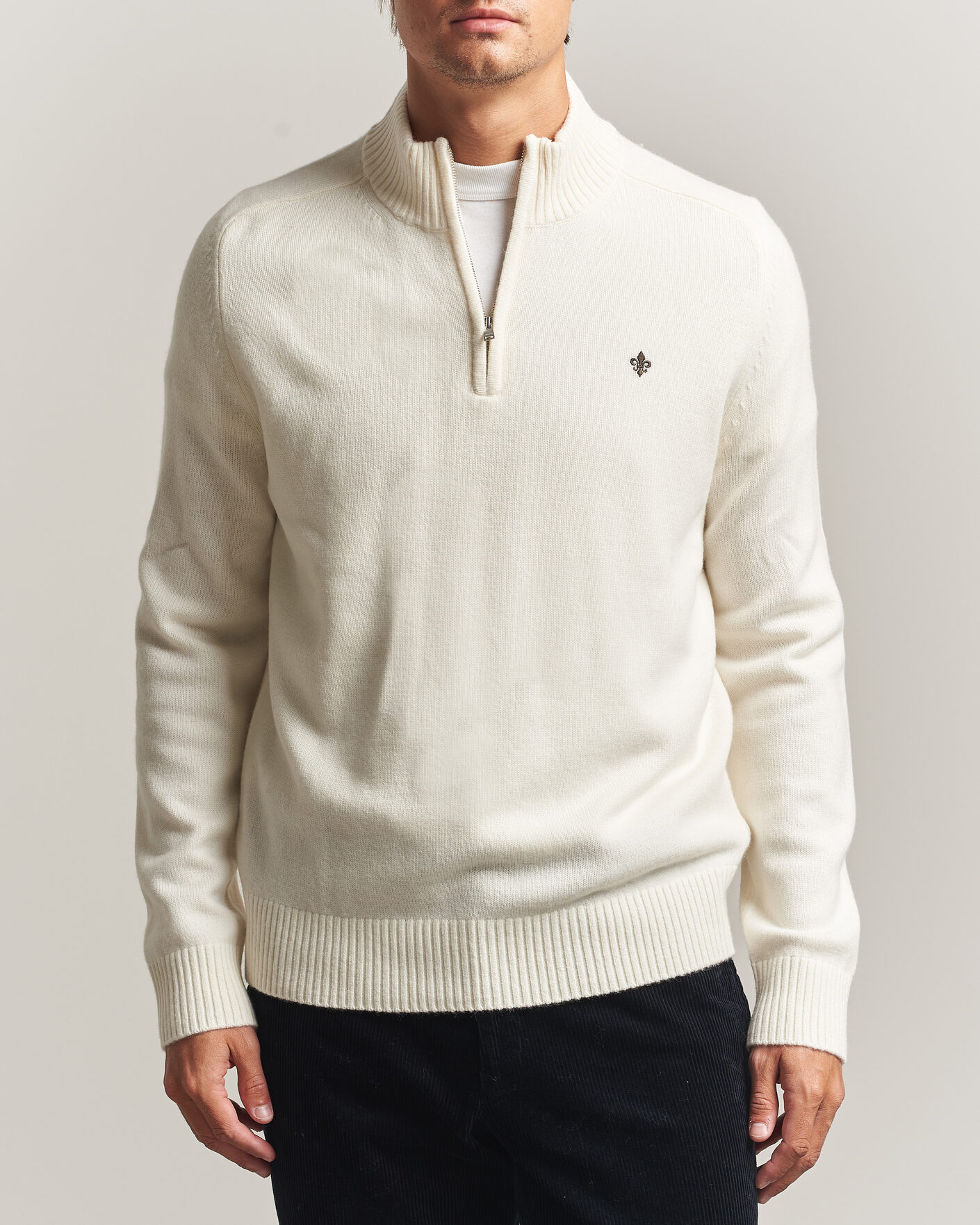 Heren | Truien | Morris | Hertford Lambswool Half Zip Off White