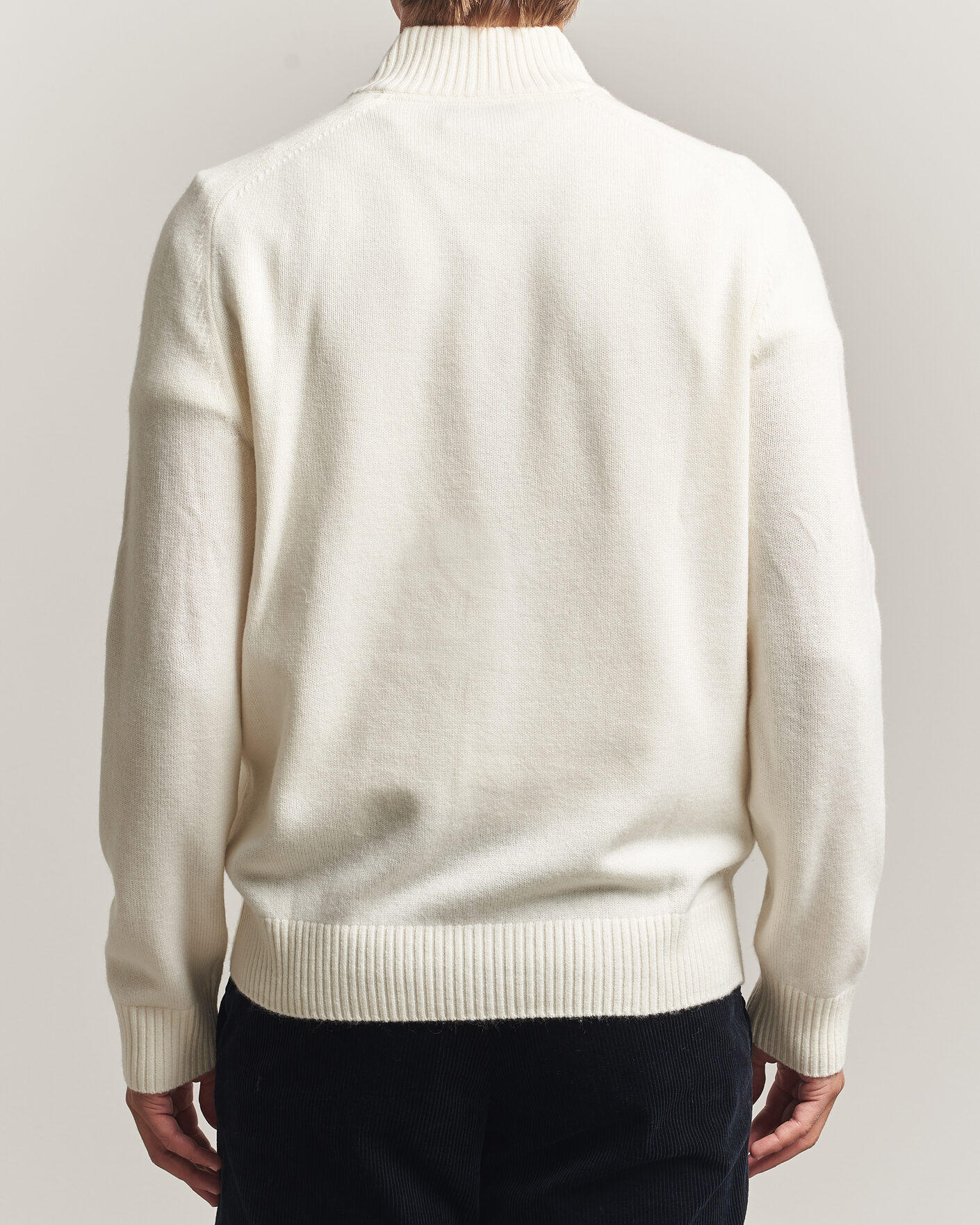 Heren | Truien | Morris | Hertford Lambswool Half Zip Off White