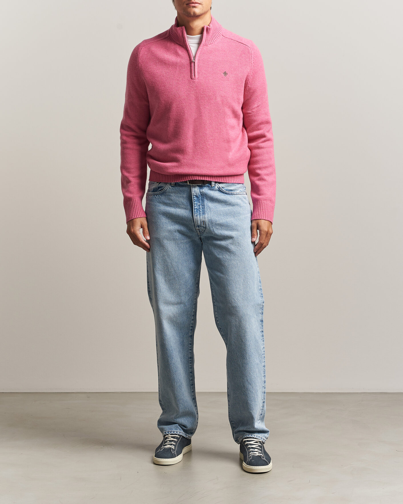 Heren | Truien | Morris | Hertford Lambswool Half Zip Cerise