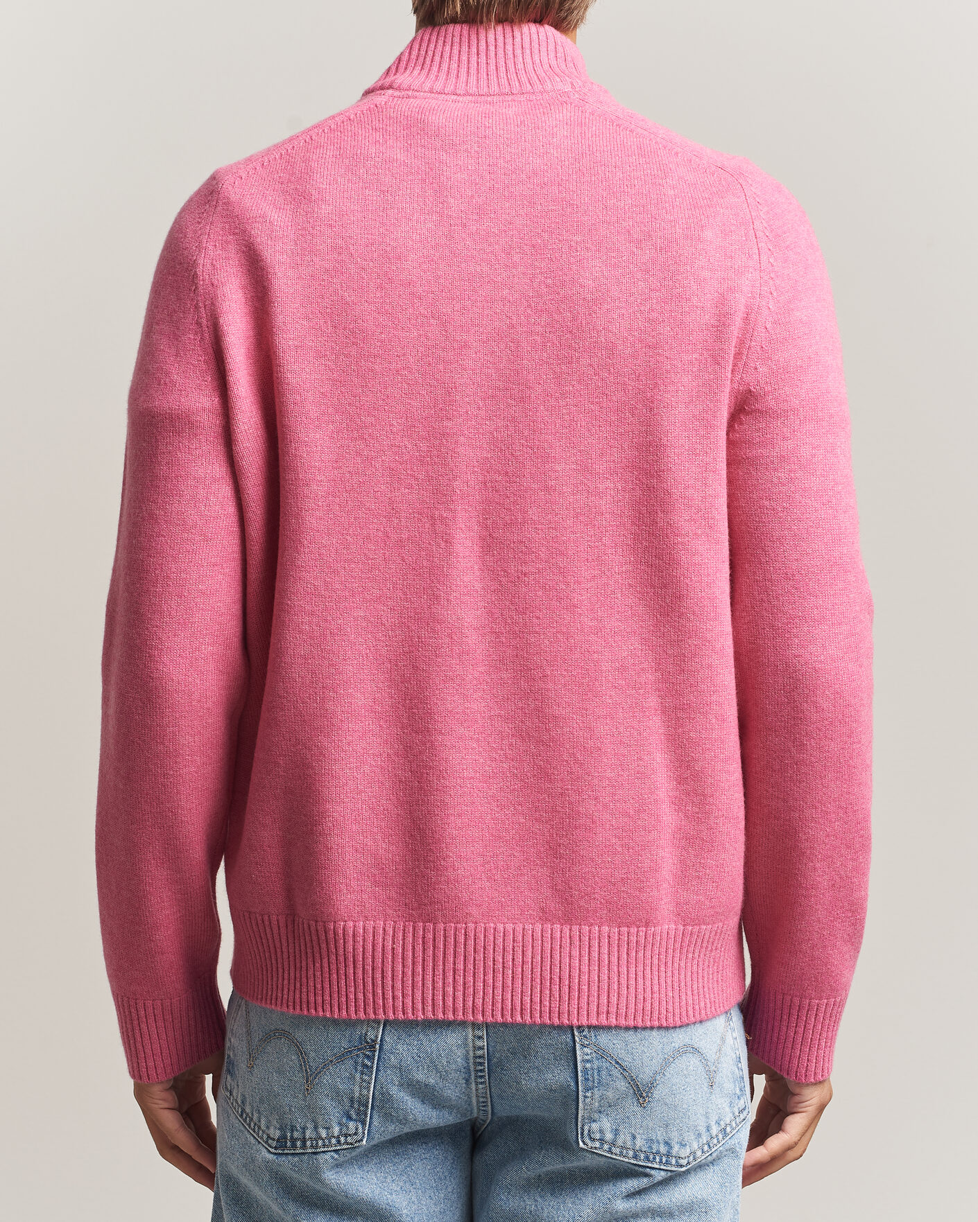 Heren | Truien | Morris | Hertford Lambswool Half Zip Cerise