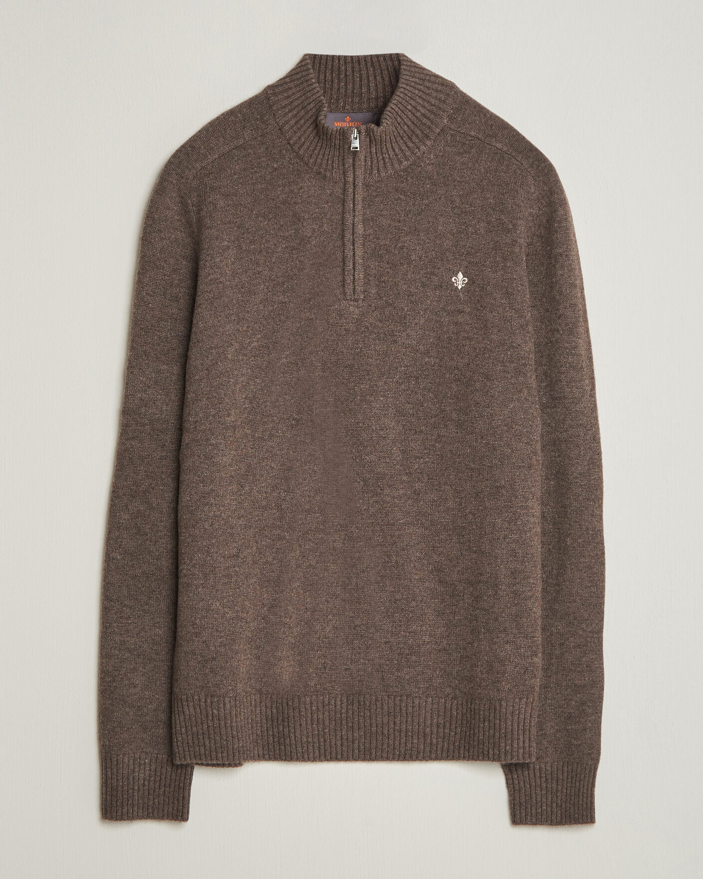 Heren | Truien | Morris | Hertford Lambswool Half Zip Brown