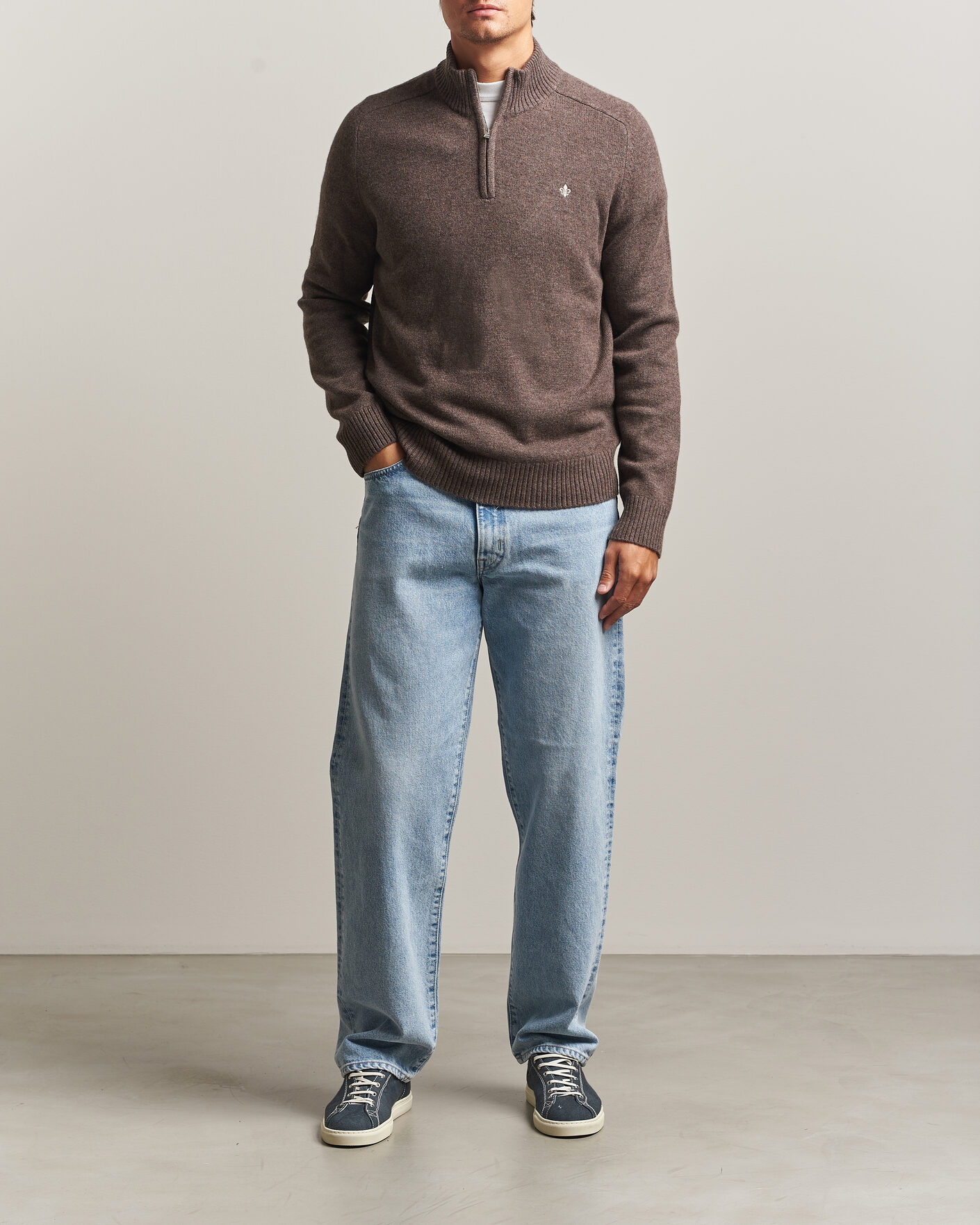 Heren | Truien | Morris | Hertford Lambswool Half Zip Brown