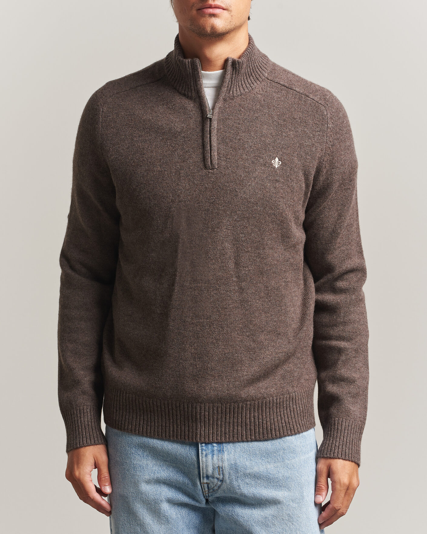 Heren | Truien | Morris | Hertford Lambswool Half Zip Brown