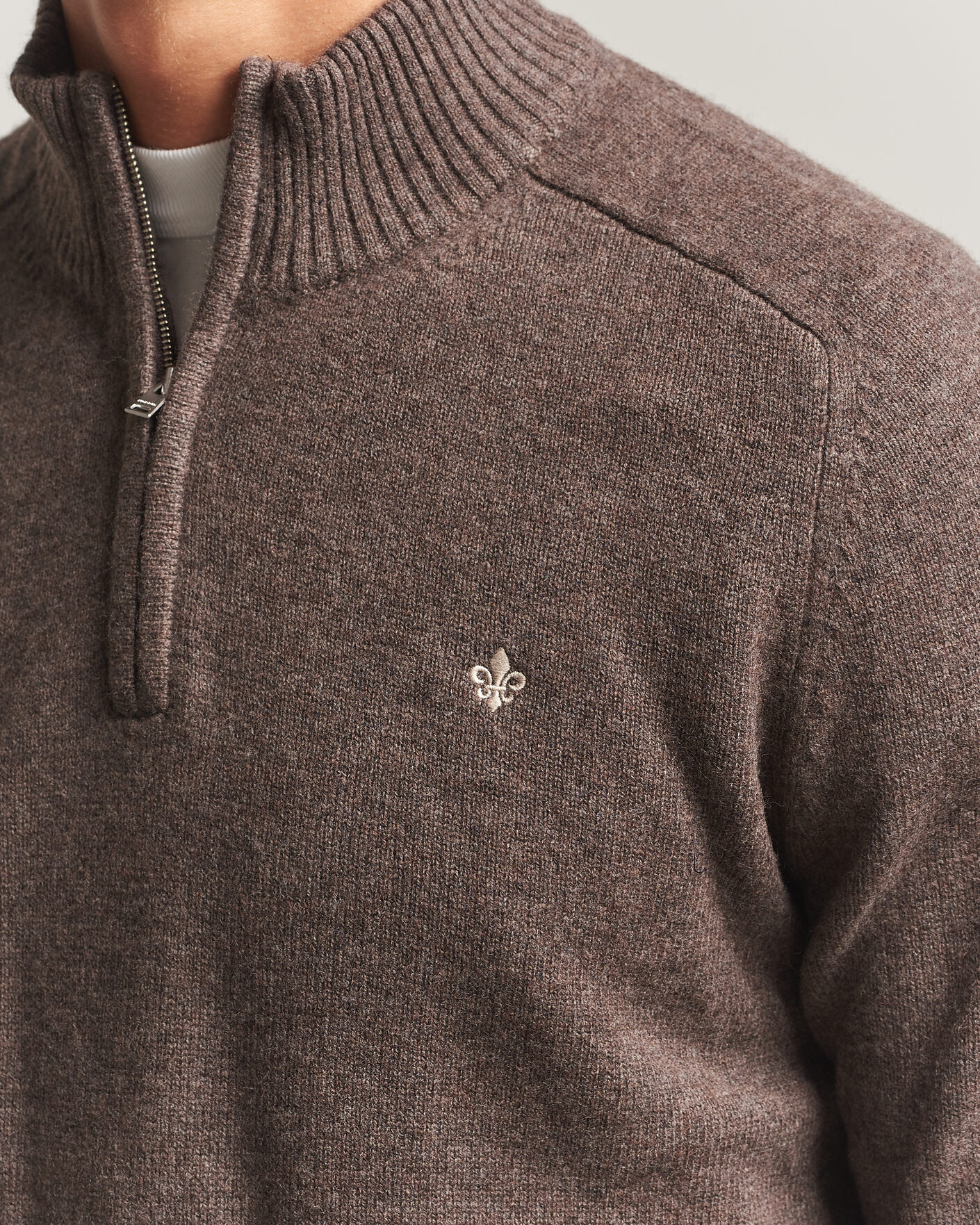 Heren | Truien | Morris | Hertford Lambswool Half Zip Brown