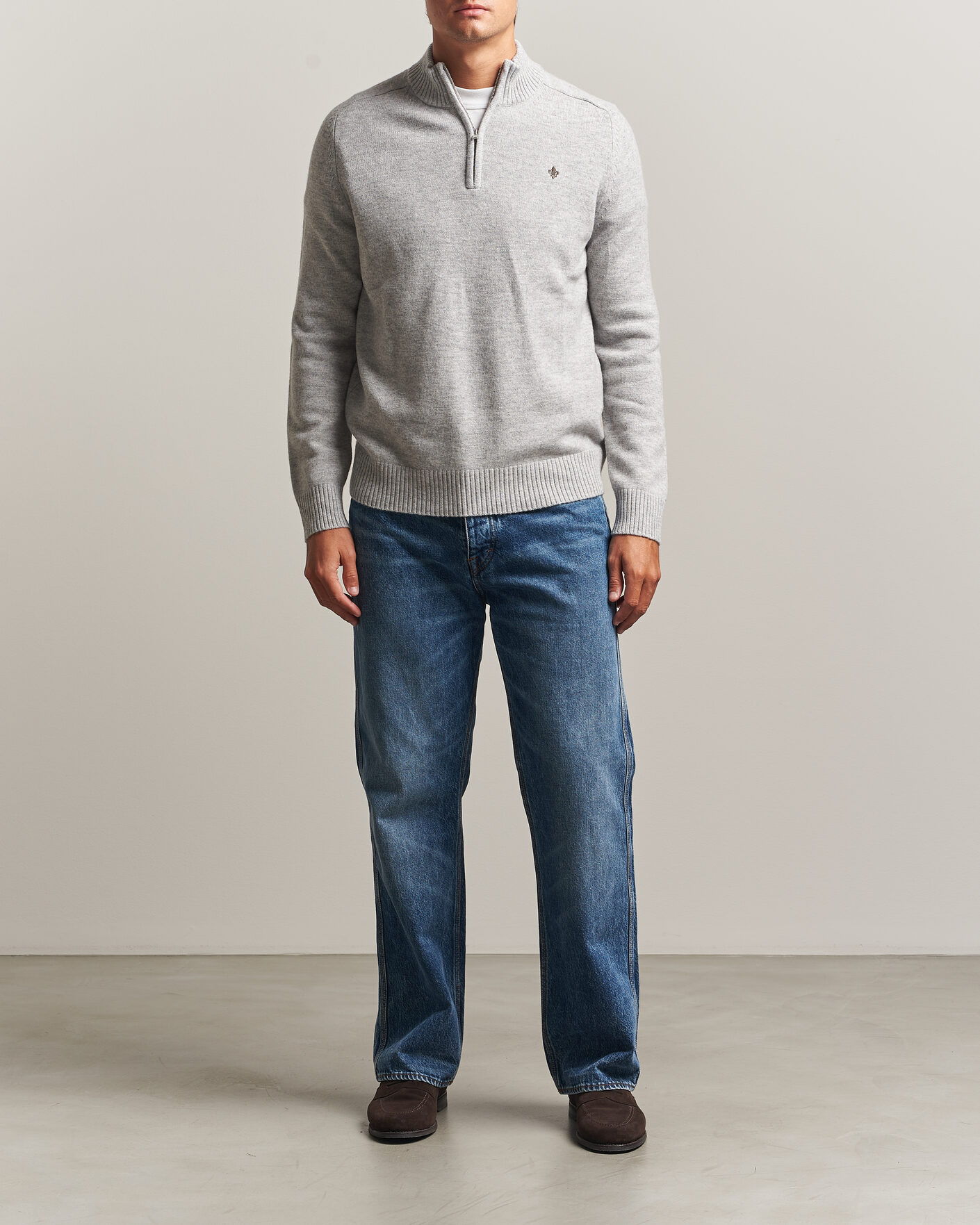 Homme | Pulls Et Tricots | Morris | Hertford Lambswool Half Zip Grey