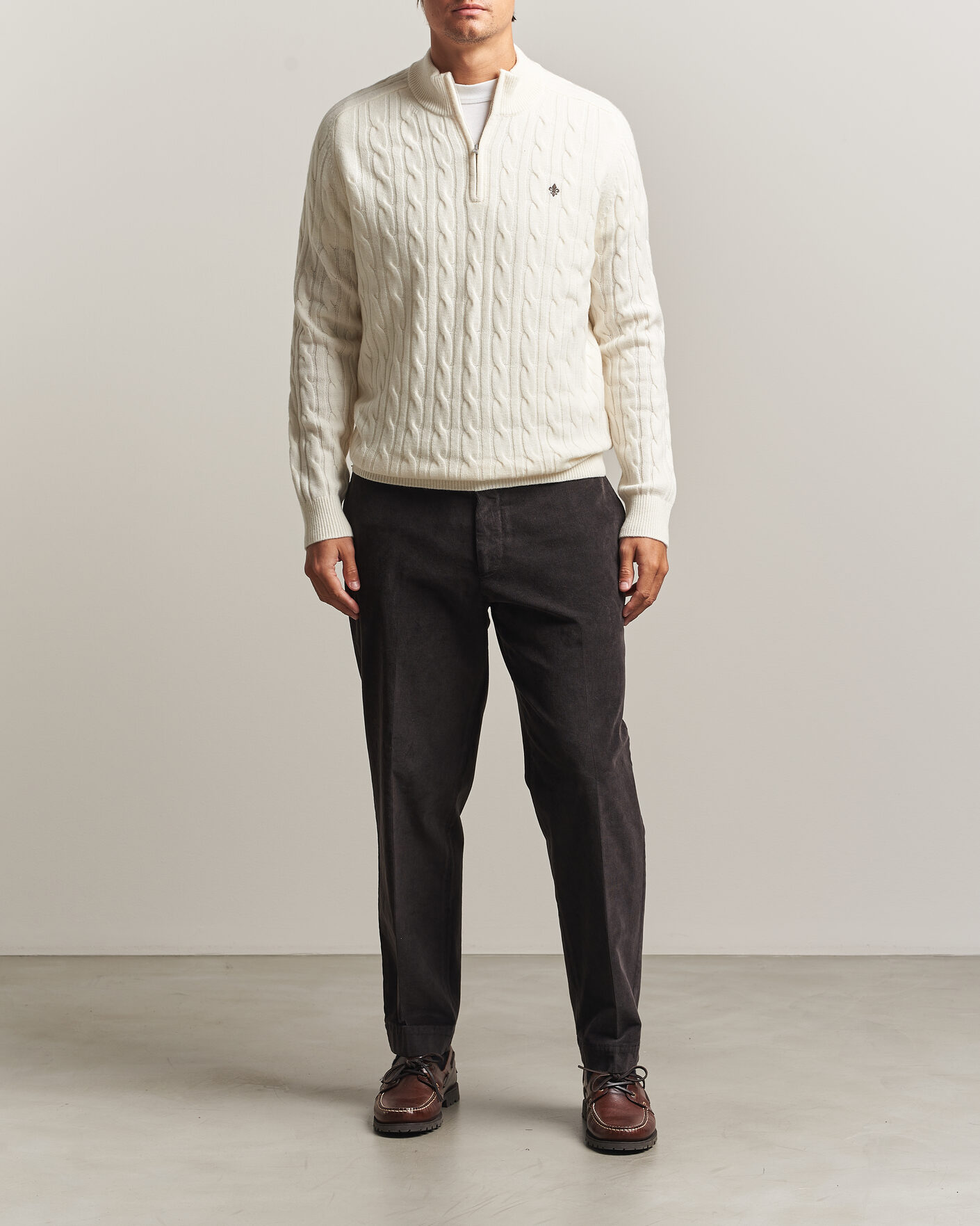 Homme | Pulls Et Tricots | Morris | Hertford Cable Half Zip Off White