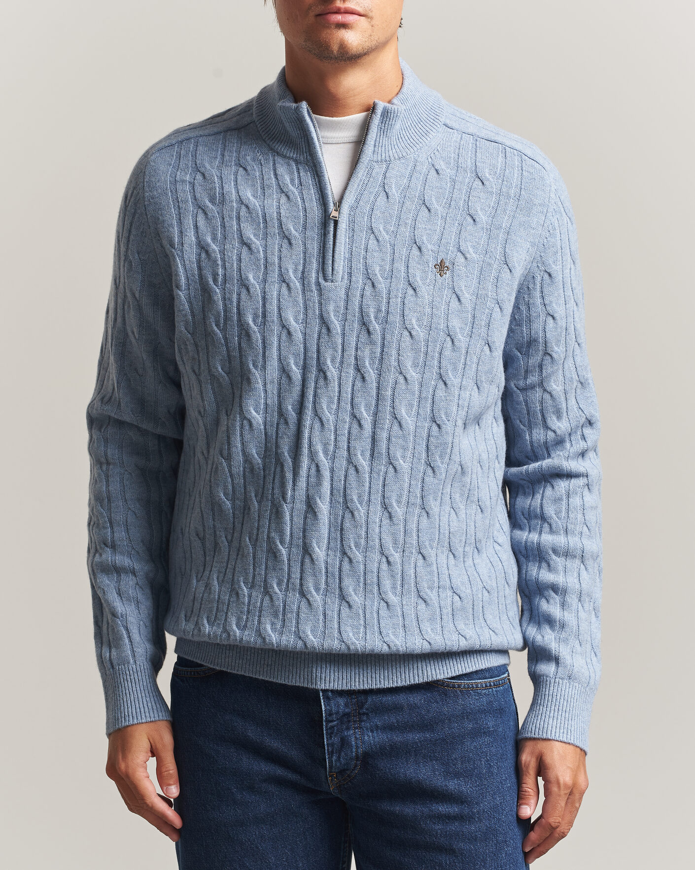 Homme | Pulls Et Tricots | Morris | Hertford Cable Half Zip Blue