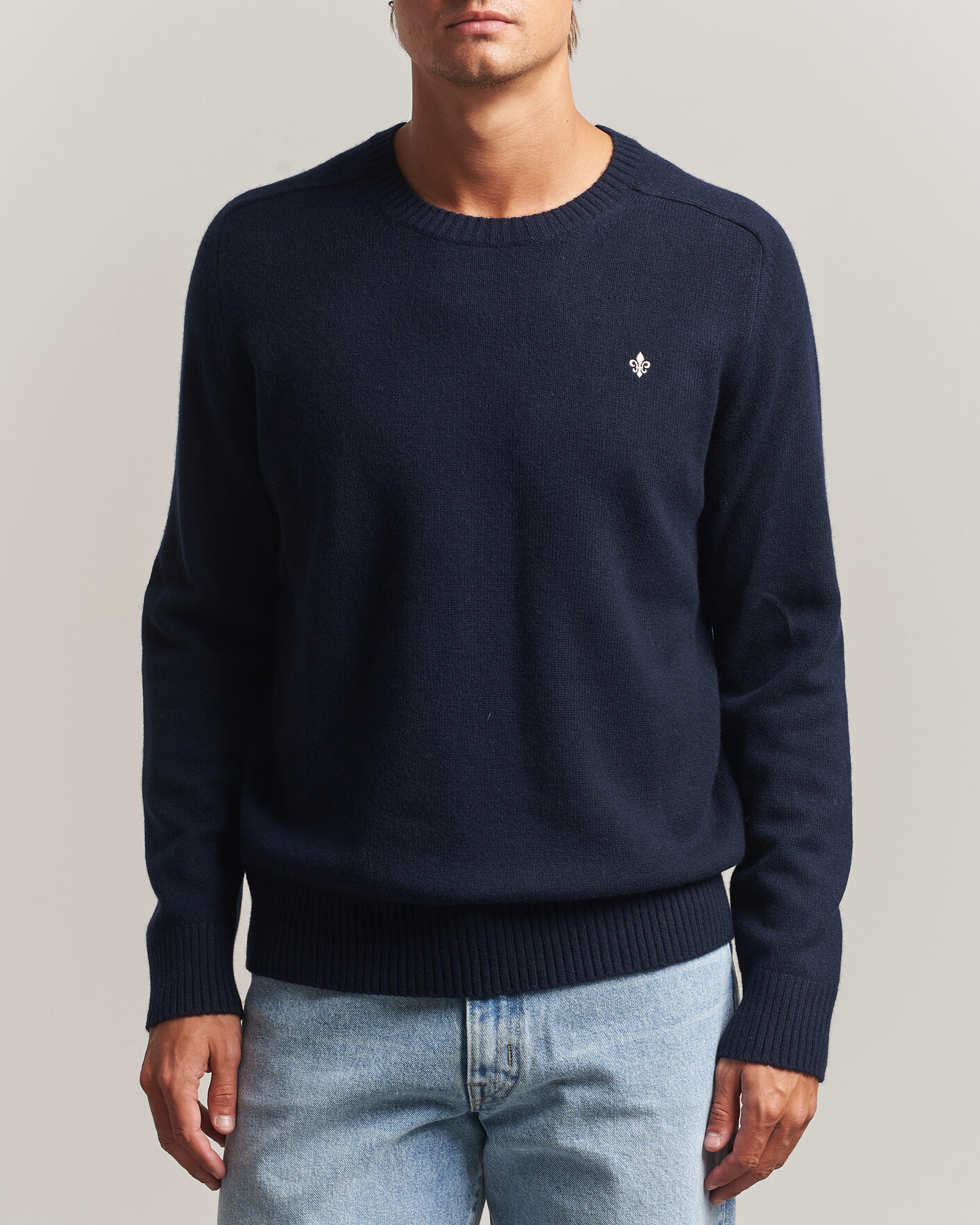 Heren | Truien | Morris | Hertford Lambswool Crew Neck Navy
