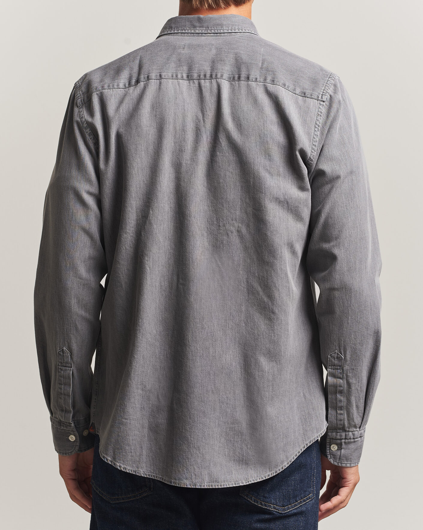 Heren | Overhemden | Morris | Light Denim Shirt Grey