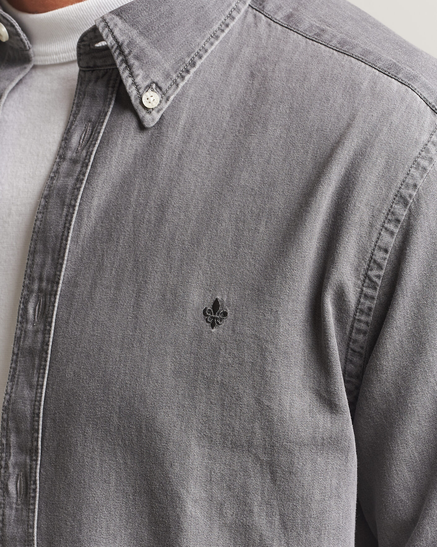 Heren | Overhemden | Morris | Light Denim Shirt Grey