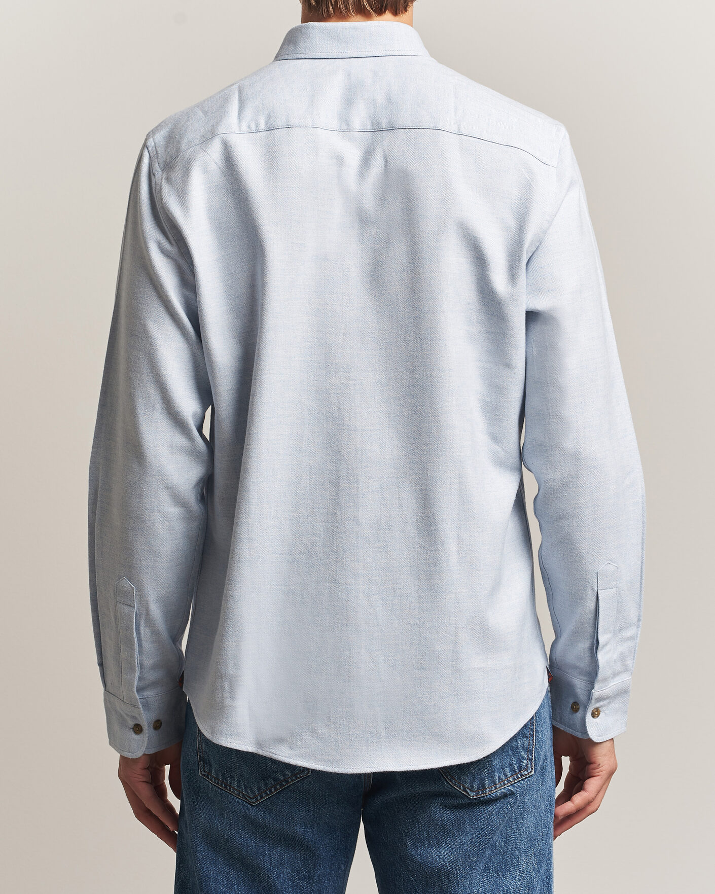 Homme | Chemises | Morris | Flannel Herringbone Shirt Light Blue