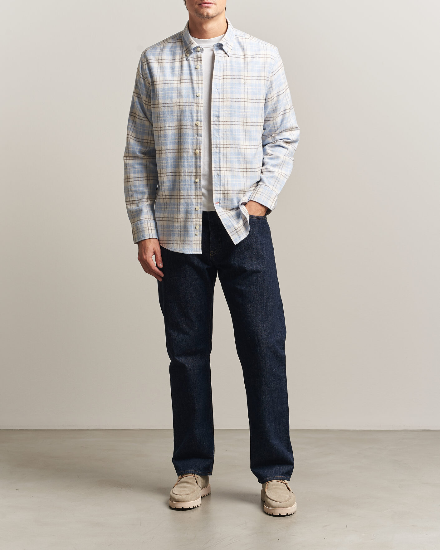 Homme | Chemises | Morris | Flannel Mouliné Shirt Light Blue