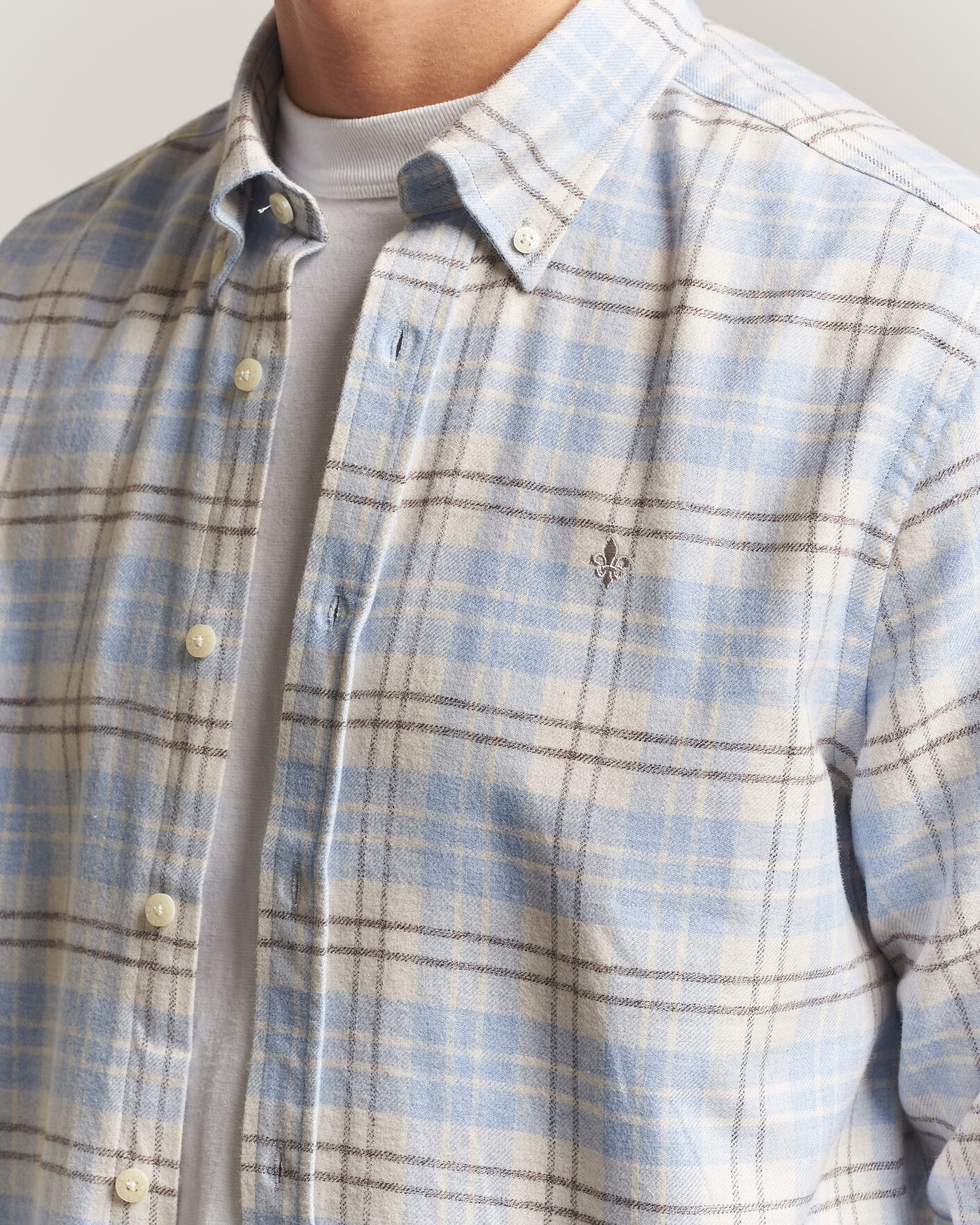 Homme | Chemises | Morris | Flannel Mouliné Shirt Light Blue
