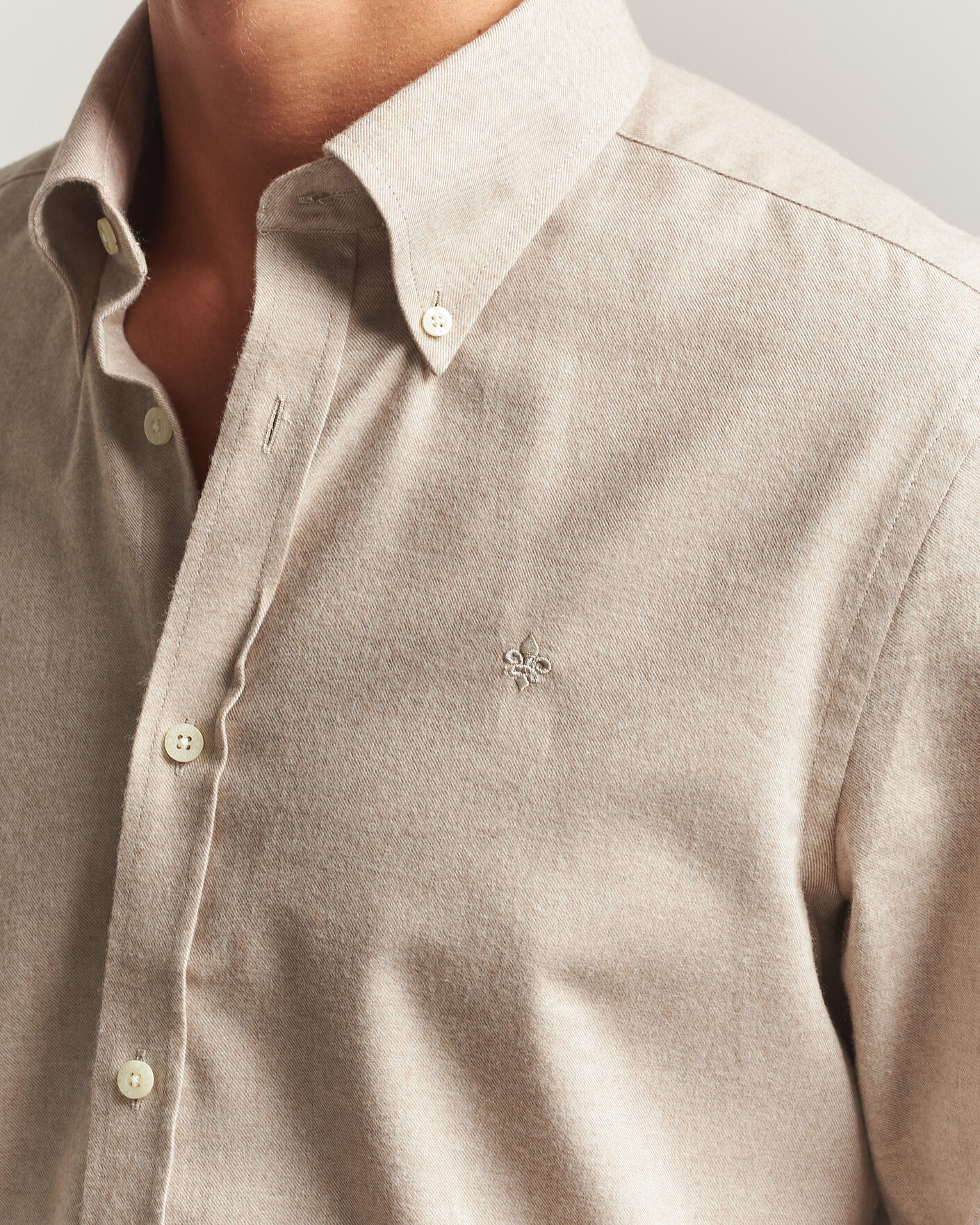 Heren | Overhemden | Morris | Cashmere Twill Shirt Khaki