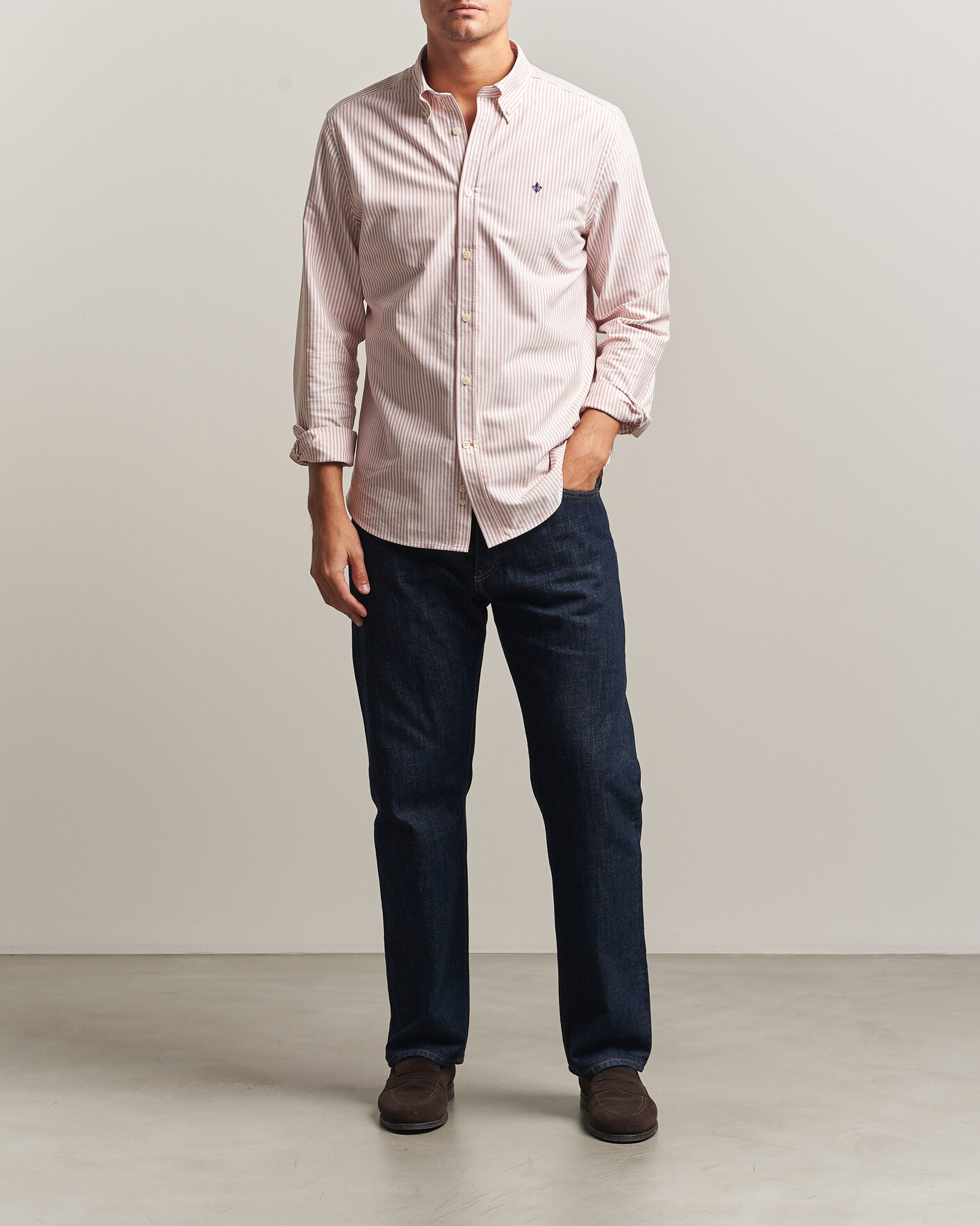 Homme | Chemises | Morris | Douglas Oxford Stripe Shirt Orange