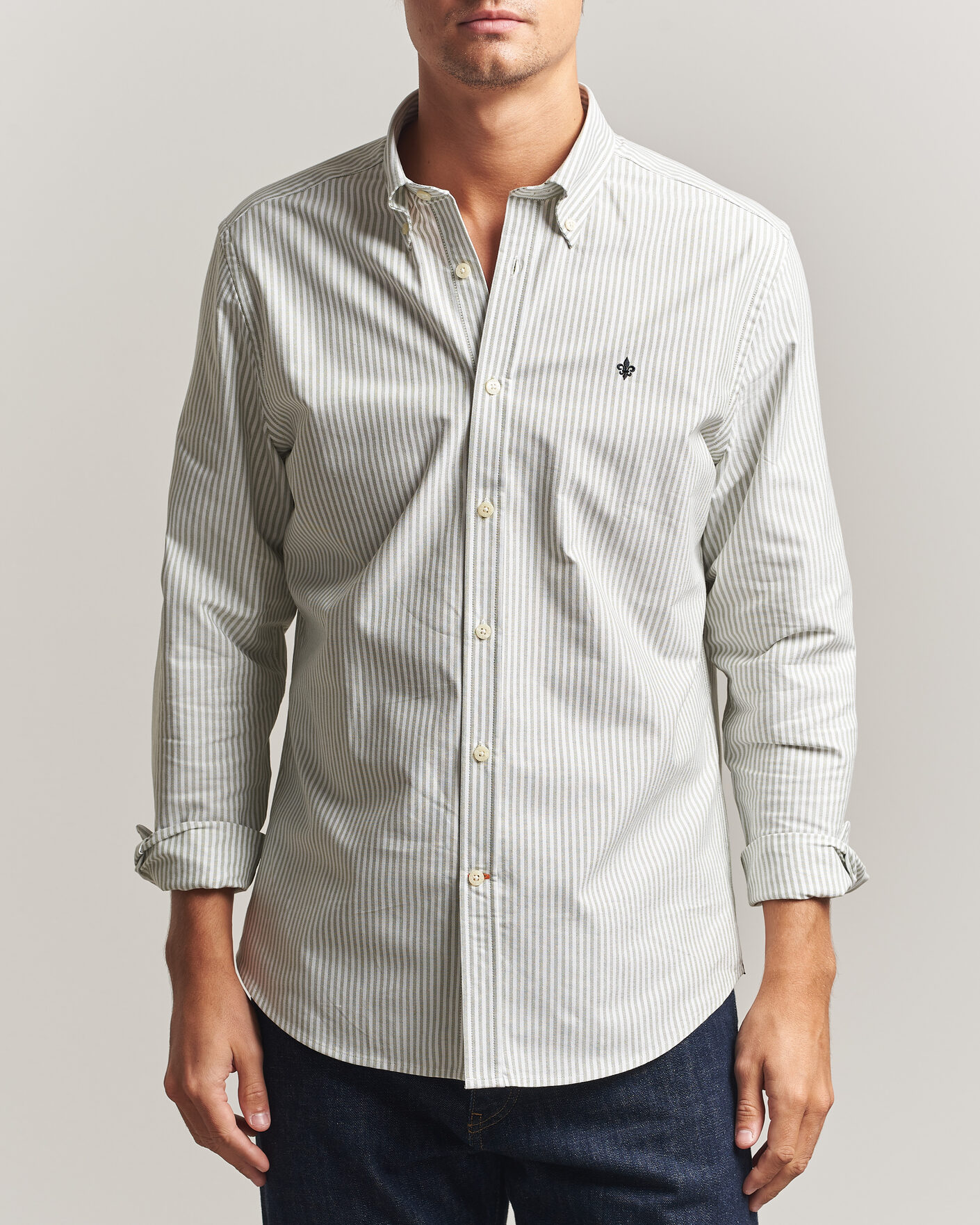Homme | Chemises | Morris | Douglas Oxford Stripe Shirt Olive