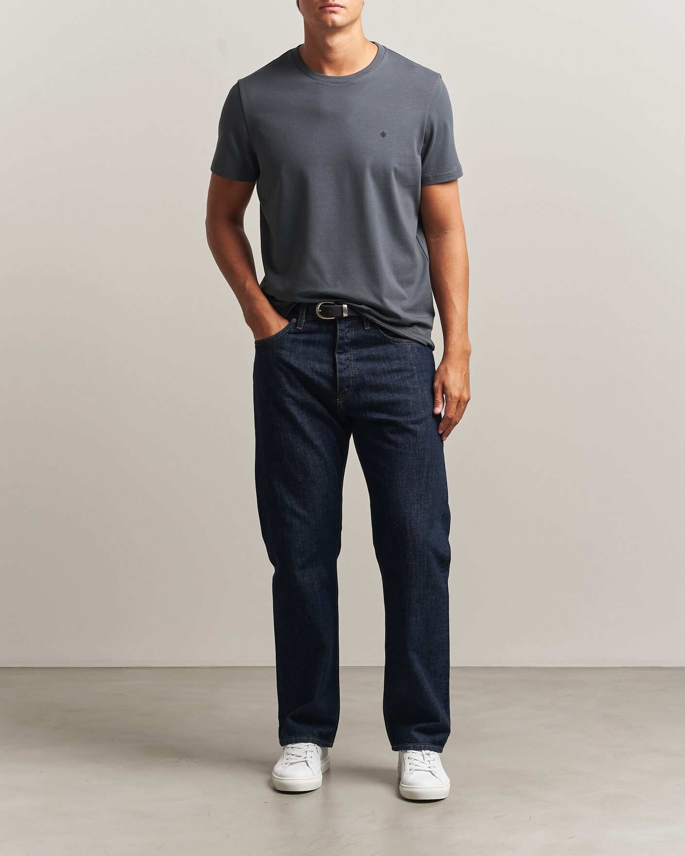 Heren | T-shirts | Morris | James Crew Neck T-Shirt Grey