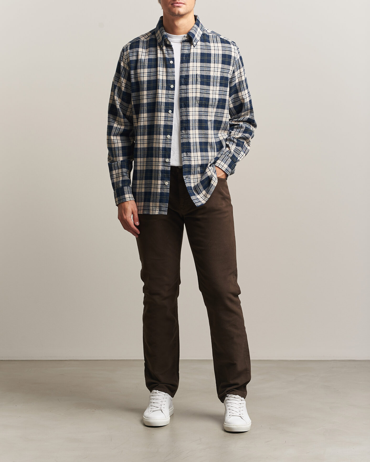 Heren | Broeken | Morris | James Winter Twill 5-Pocket Pants Brown