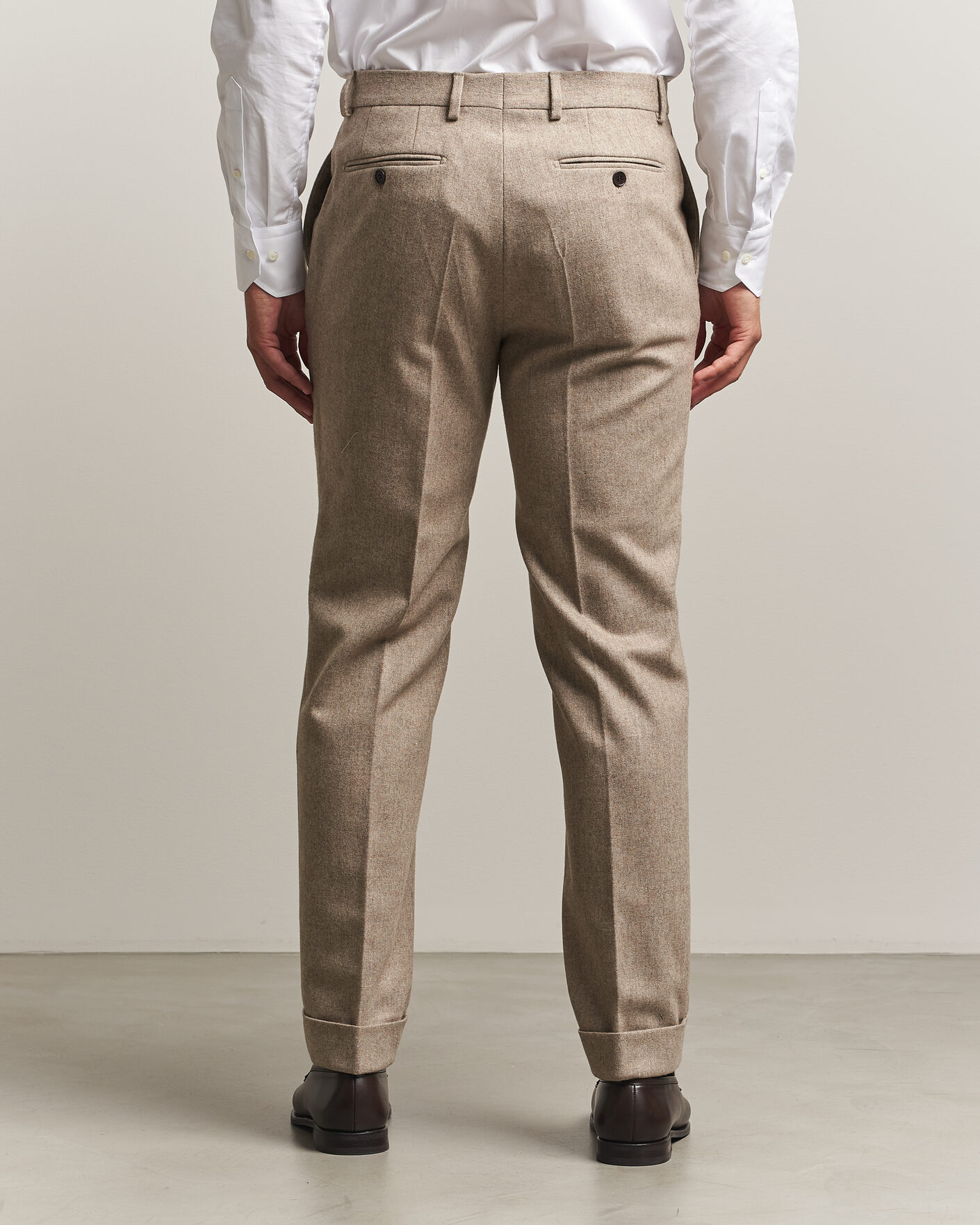 Heren | Broeken | Morris | Flannel Suit Trousers Khaki