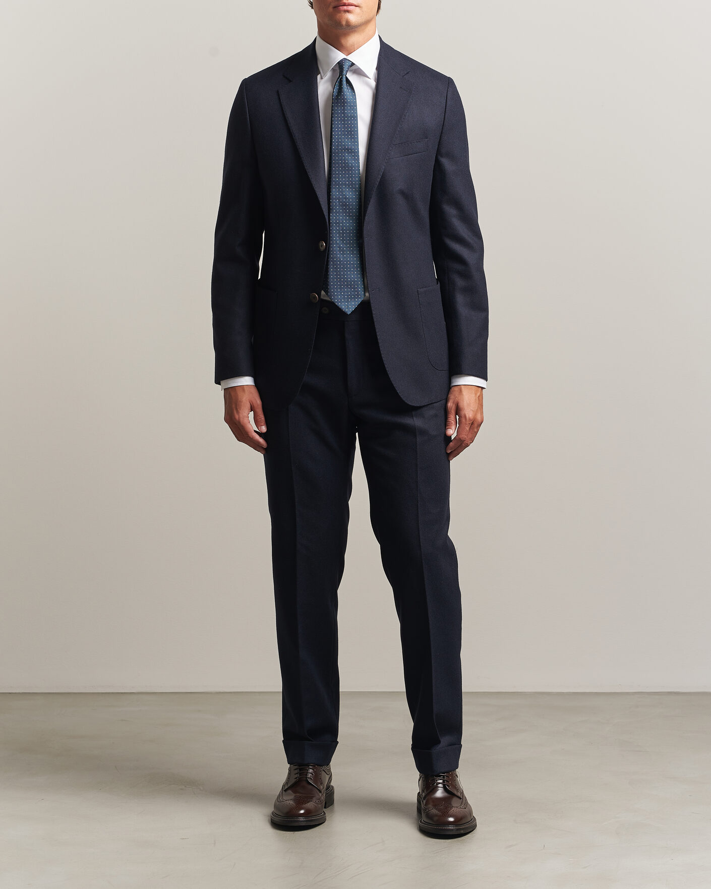 Heren | Broeken | Morris | Flannel Suit Trousers Navy