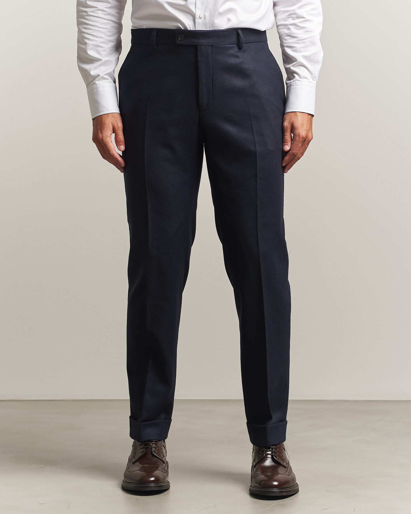 Heren | Broeken | Morris | Flannel Suit Trousers Navy