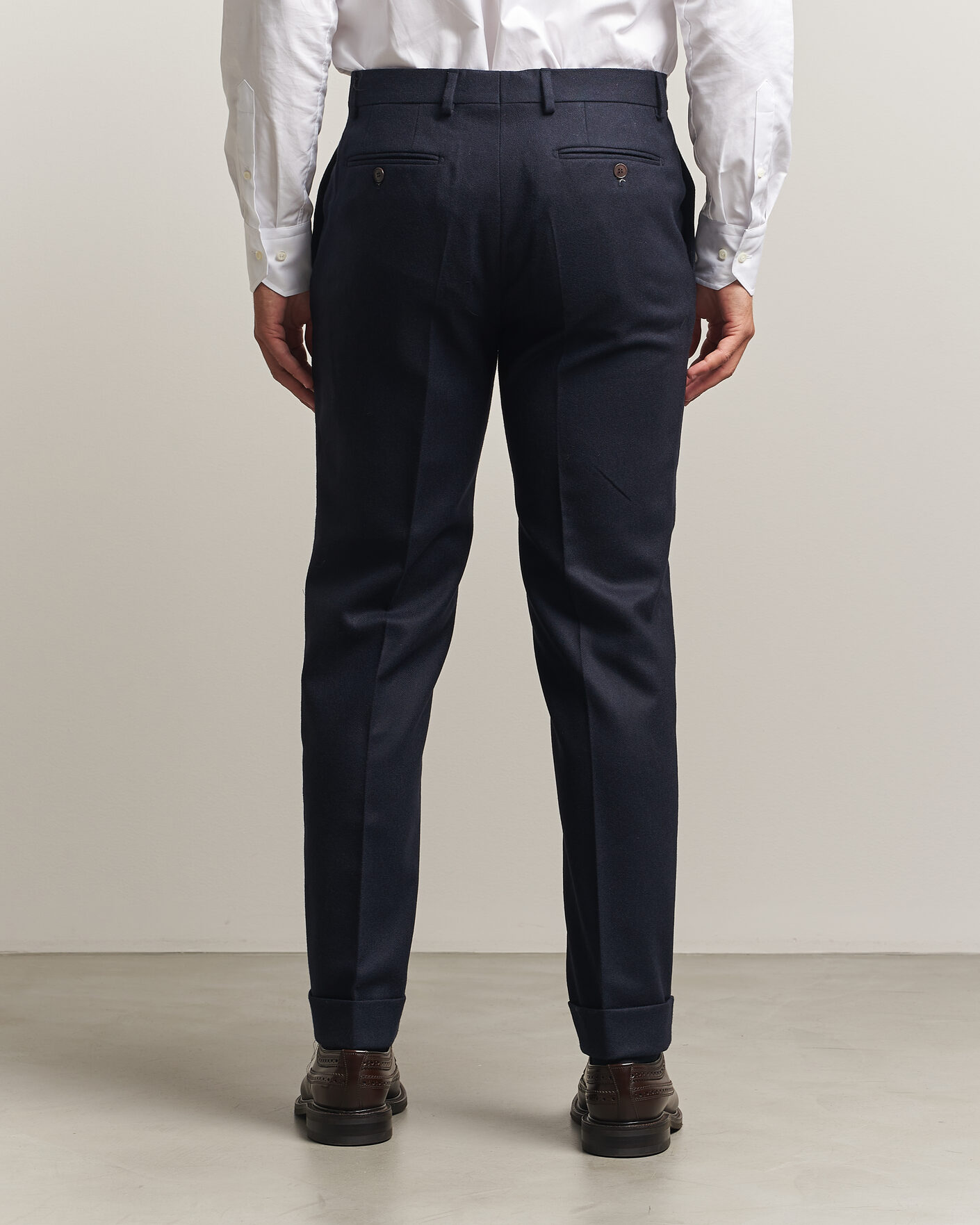 Heren | Broeken | Morris | Flannel Suit Trousers Navy