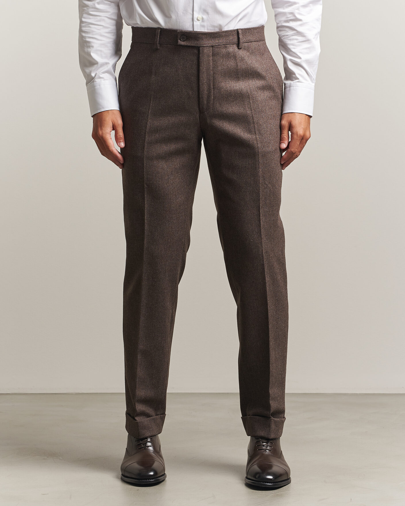 Homme | Pantalons | Morris | Flannel Suit Trousers Brown