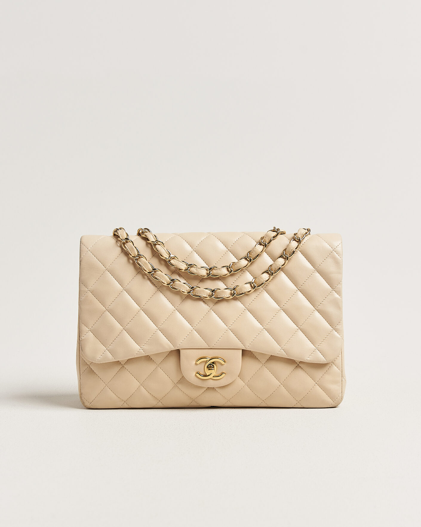 Heren | Pre-Owned & Vintage Bags | Chanel Pre-Owned | Classic Jumbo Single Flap Bag Lambskin Beige