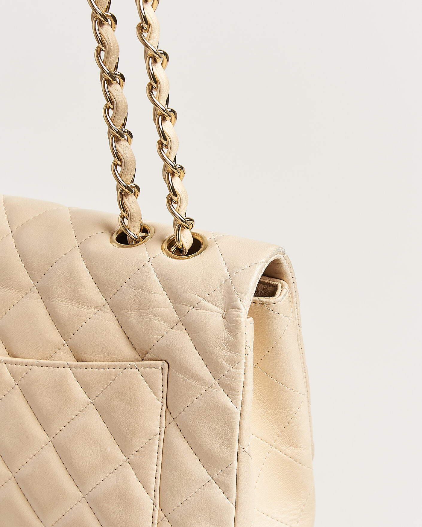 Heren | Pre-Owned & Vintage Bags | Chanel Pre-Owned | Classic Jumbo Single Flap Bag Lambskin Beige