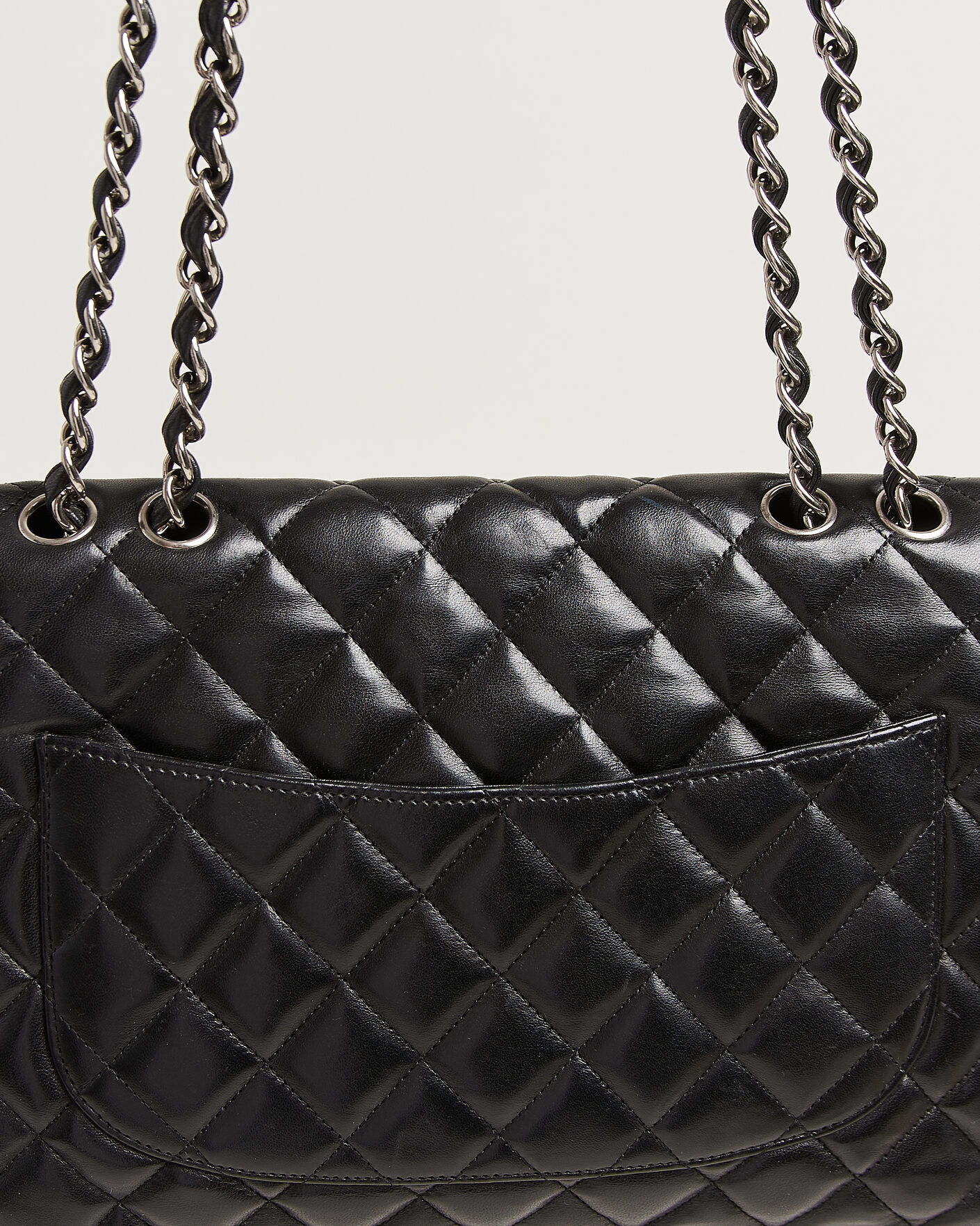 Homme | Chanel Pre-Owned Classic Jumbo Single Flap Bag Lambskin Black | Chanel Pre-Owned | Classic Jumbo Single Flap Bag Lambskin Black