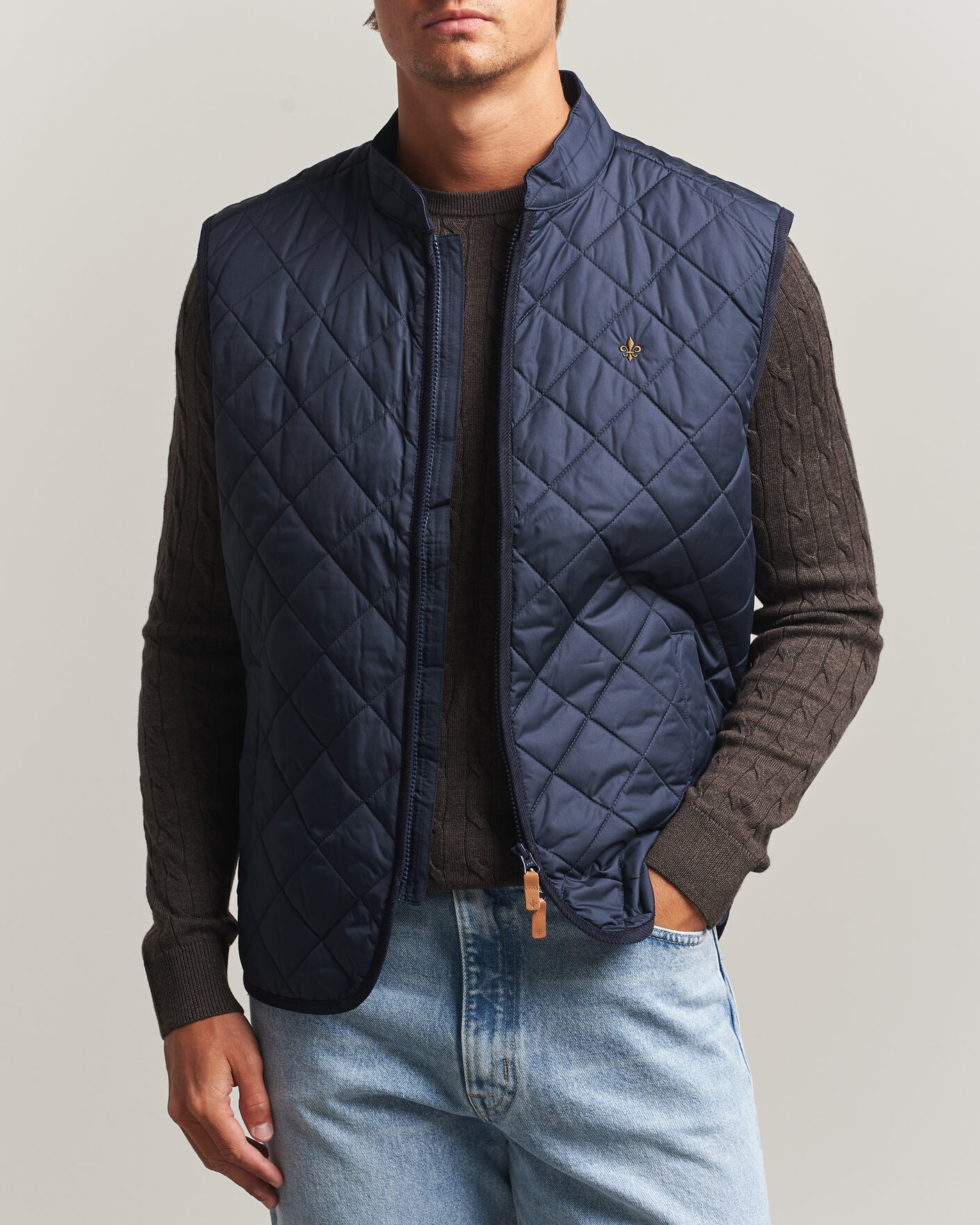 Heren | Gilets | Morris | Teddy Quilted Vest Old Blue