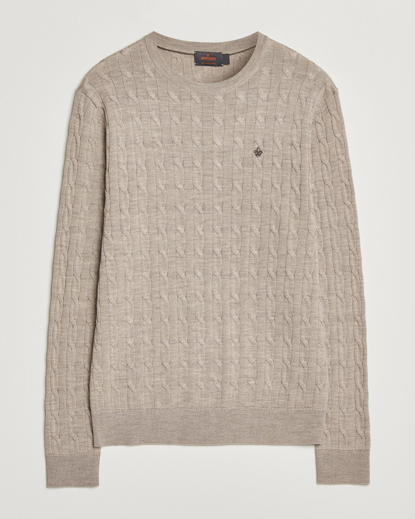 Homme | Pulls Et Tricots | Morris | Merino Cable O-Neck Khaki