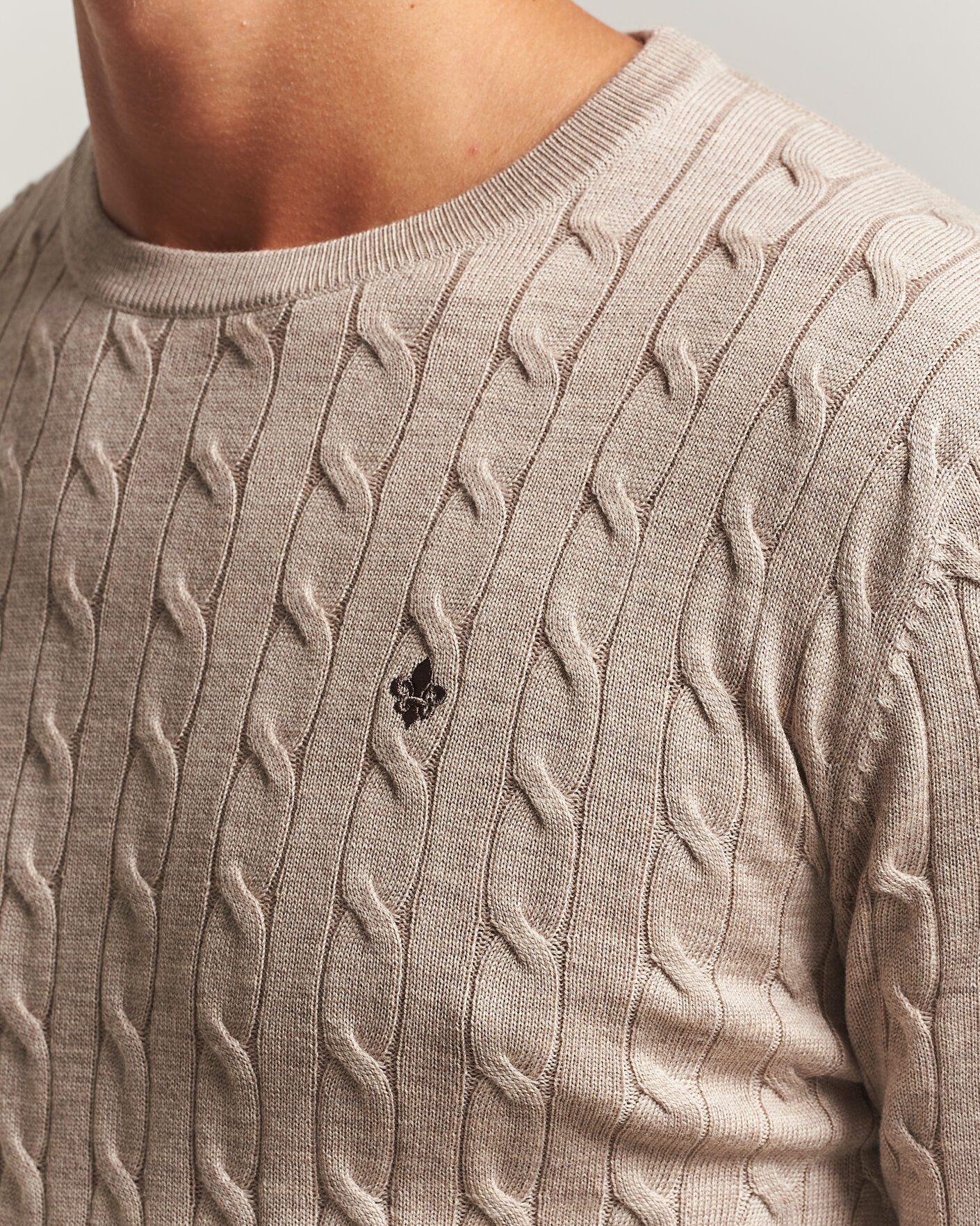 Homme | Pulls Et Tricots | Morris | Merino Cable O-Neck Khaki