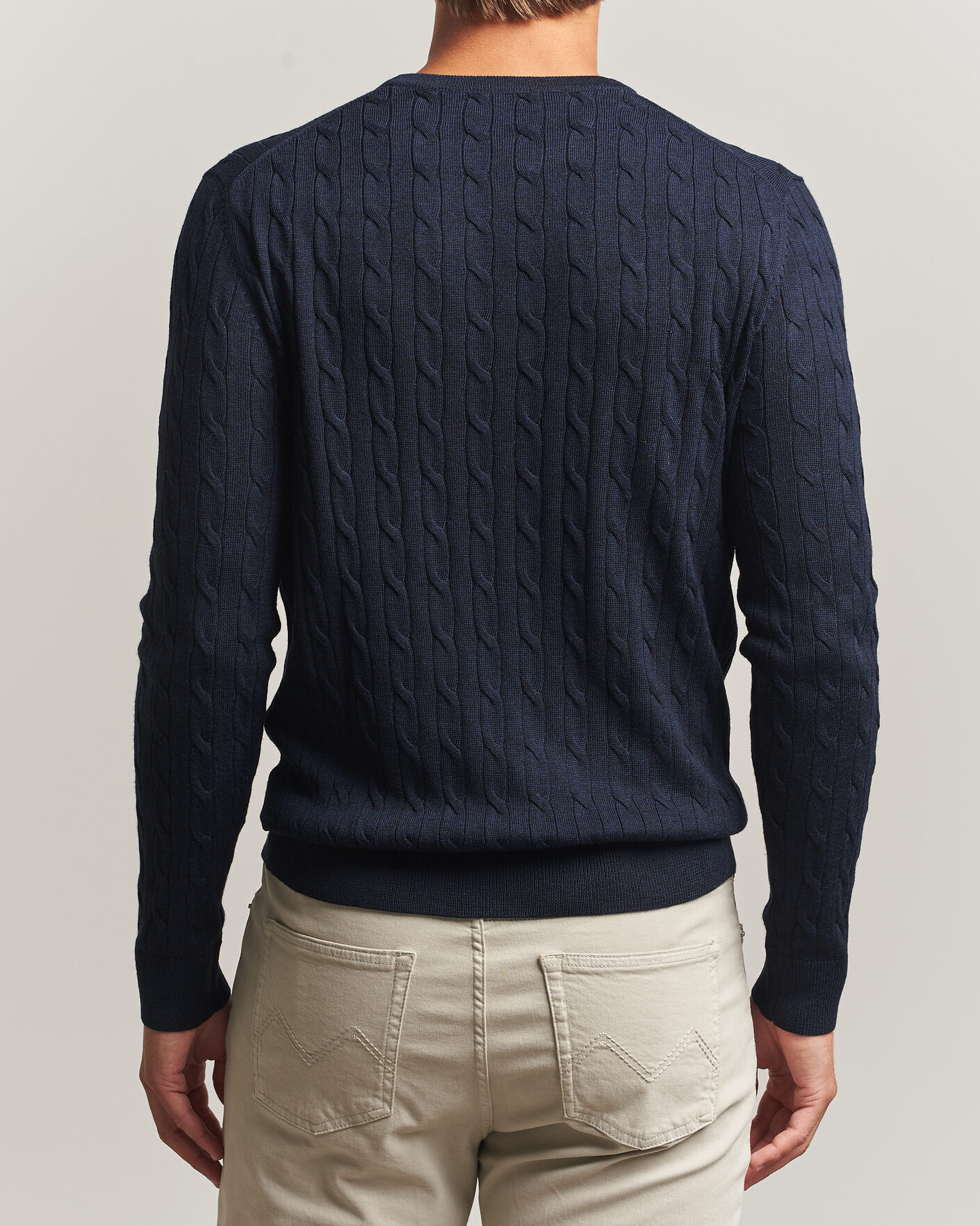 Homme | Pulls Et Tricots | Morris | Merino Cable O-Neck Navy