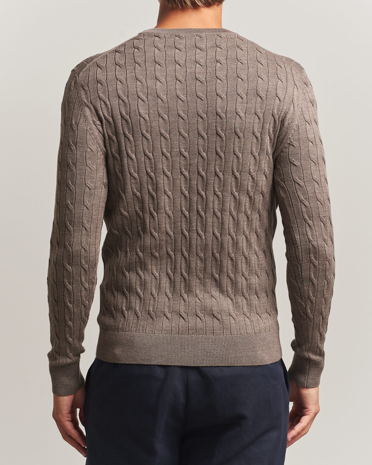 Homme | Pulls Et Tricots | Morris | Merino Cable O-Neck Brown