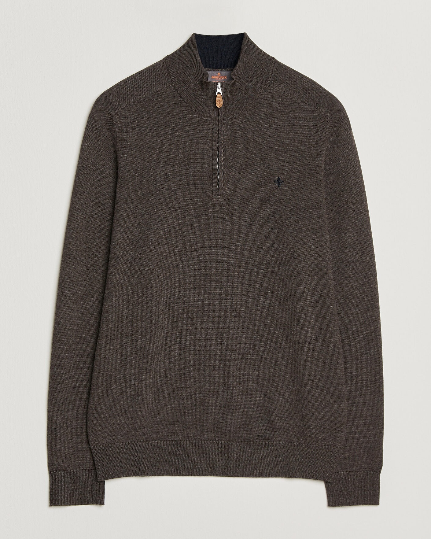 Heren | Truien | Morris | John Merino Half Zip Brown