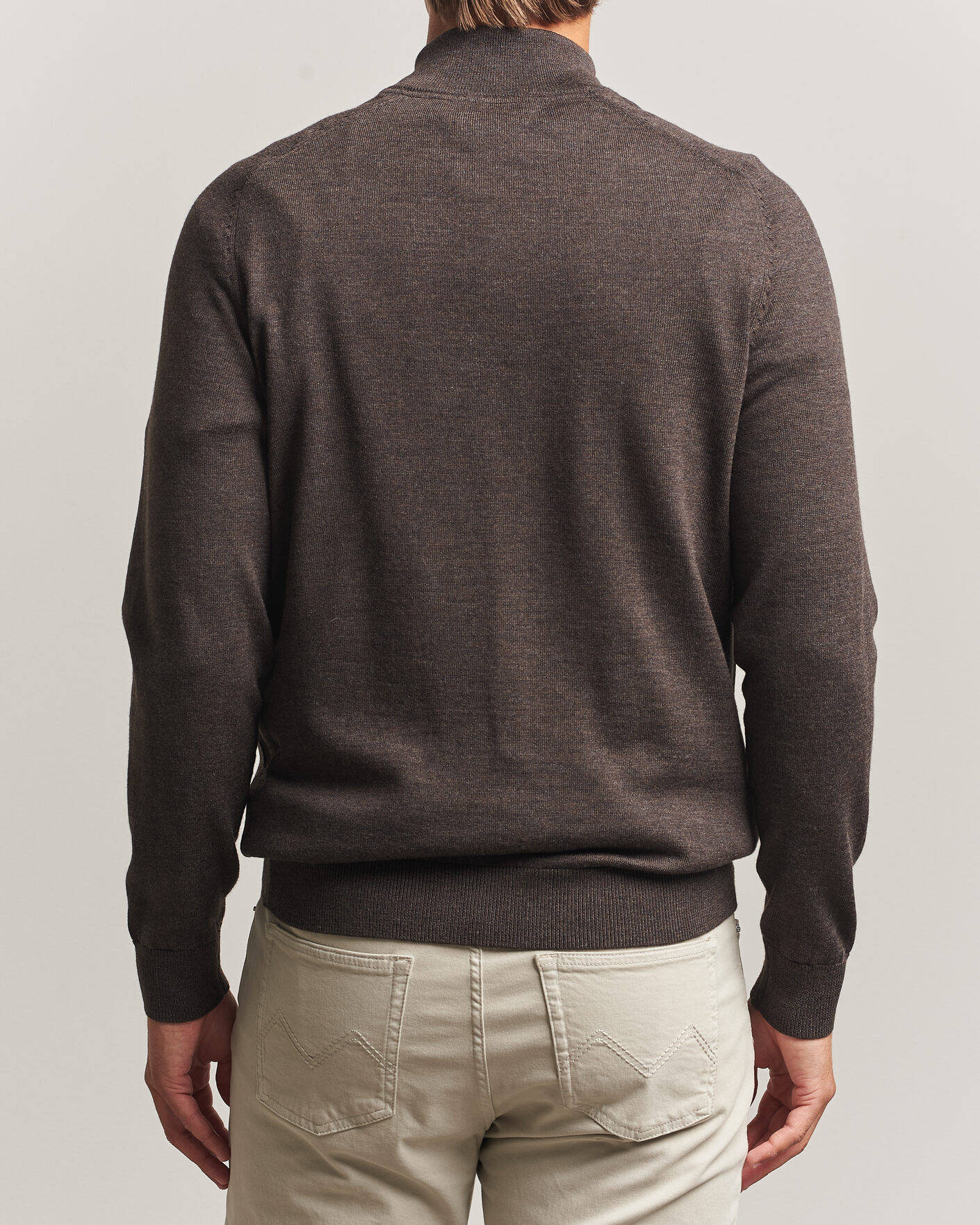 Heren | Truien | Morris | John Merino Half Zip Brown