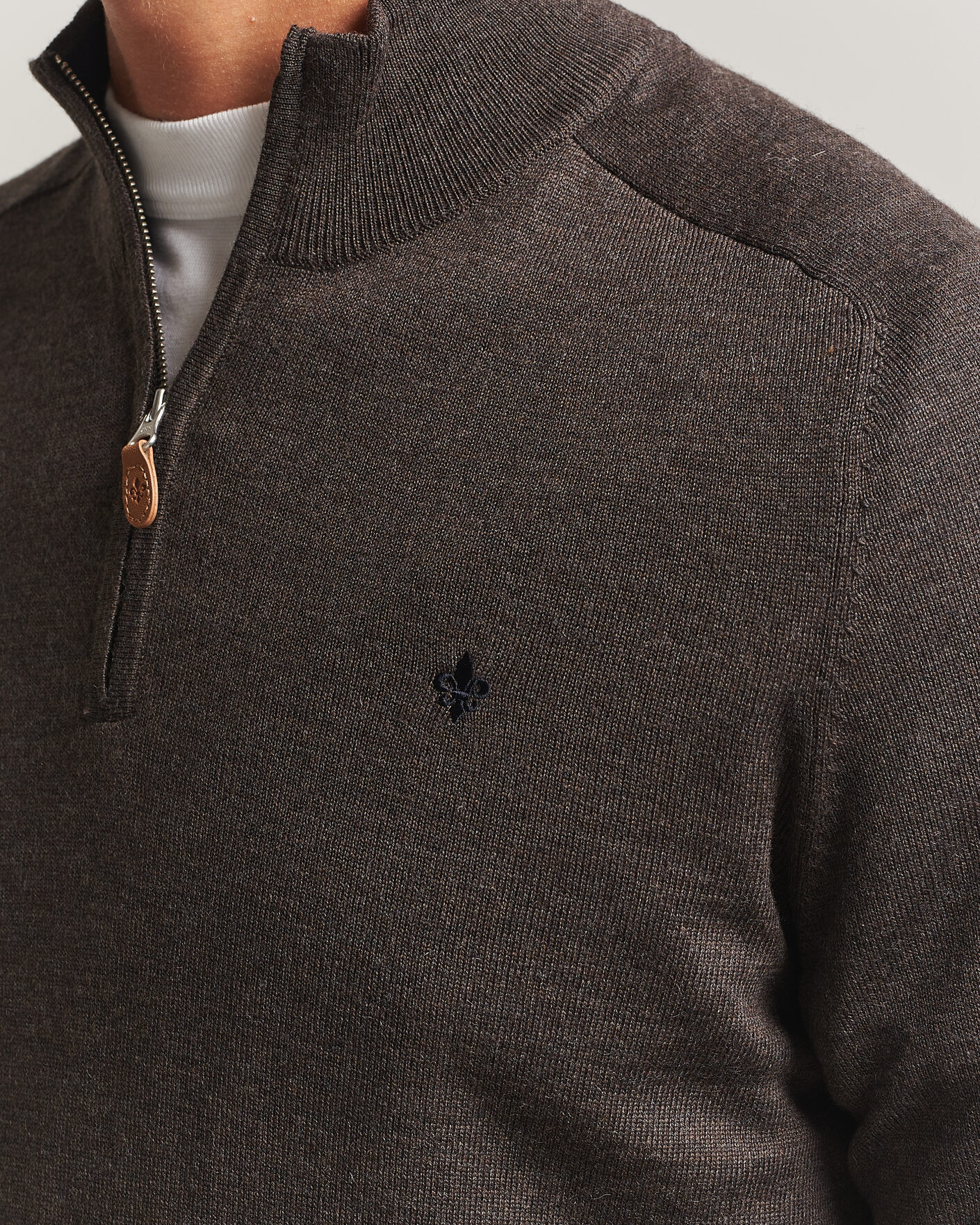 Heren | Truien | Morris | John Merino Half Zip Brown