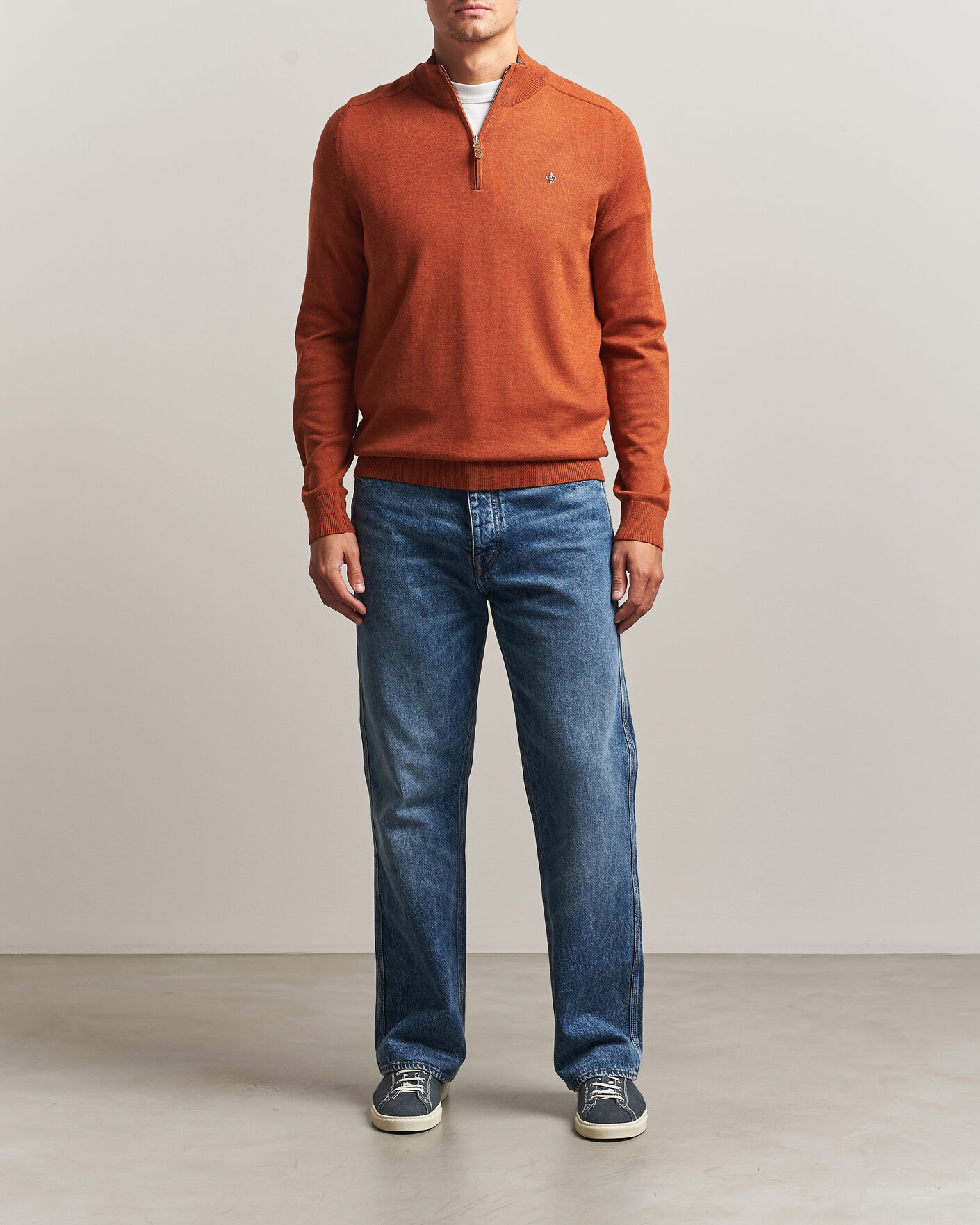 Homme | Pulls Et Tricots | Morris | John Merino Half Zip Orange