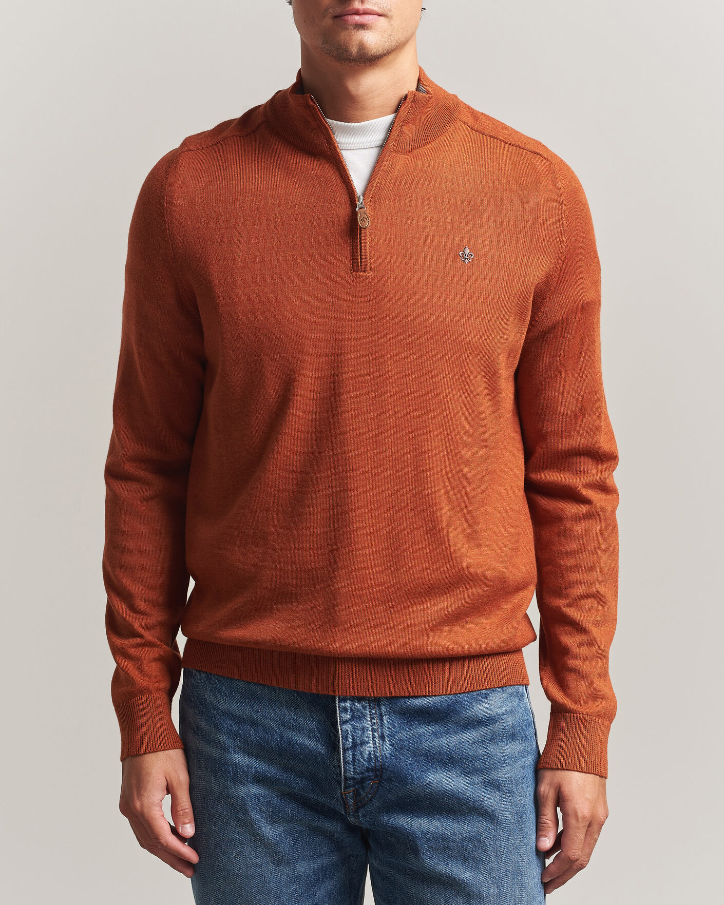 Homme | Pulls Et Tricots | Morris | John Merino Half Zip Orange